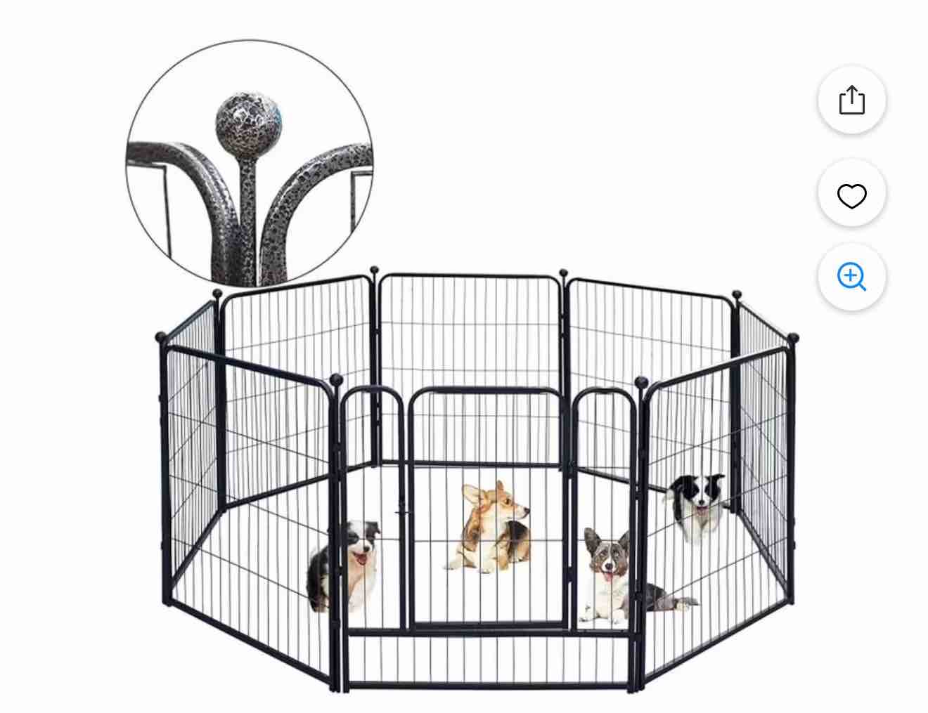 Dog Playpen,24/32/40 Inch Height in Heavy Duty,Folding Indoor Outdoor Dog Exercise Fence, Portable Pet Playpen with Door for Large Medium Dogs - Silver Gray (8 Panels, 32 inch)
