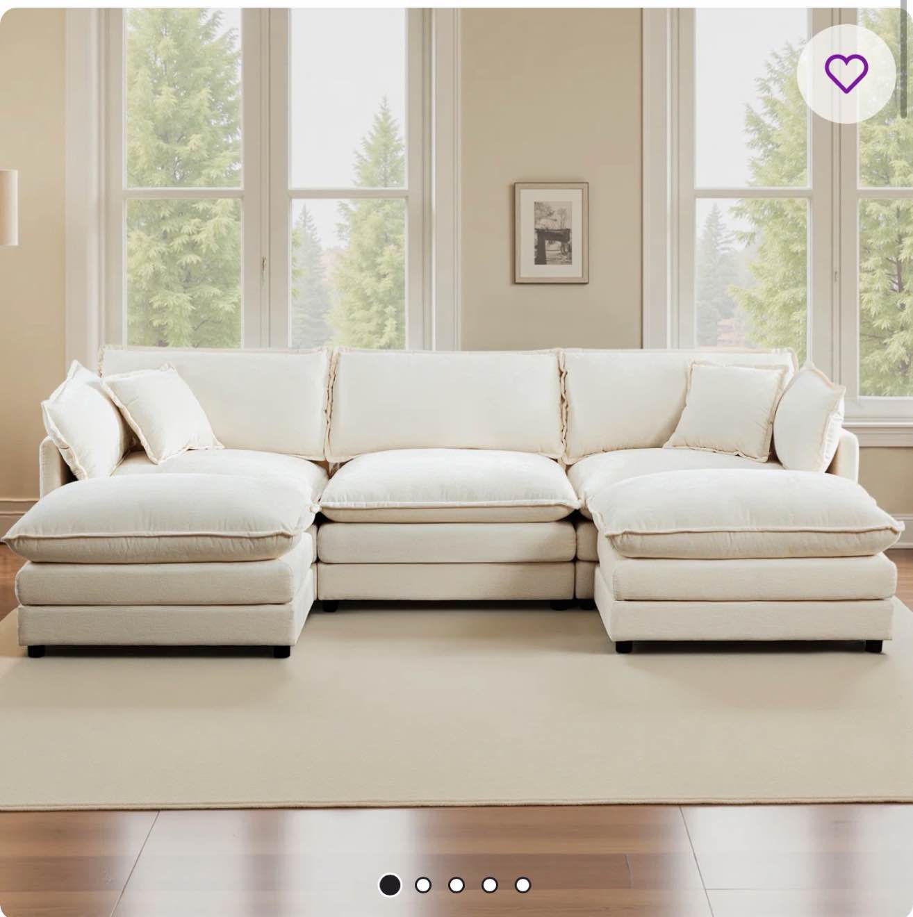 Shamilla U-Shaped Modular Sectional Sofa with Ottomans Soft Cheni