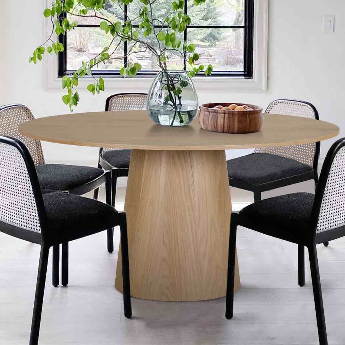 Kolton 60" Solid Wood Round Desktop Pedestal Kitchen Dining Table Top Only