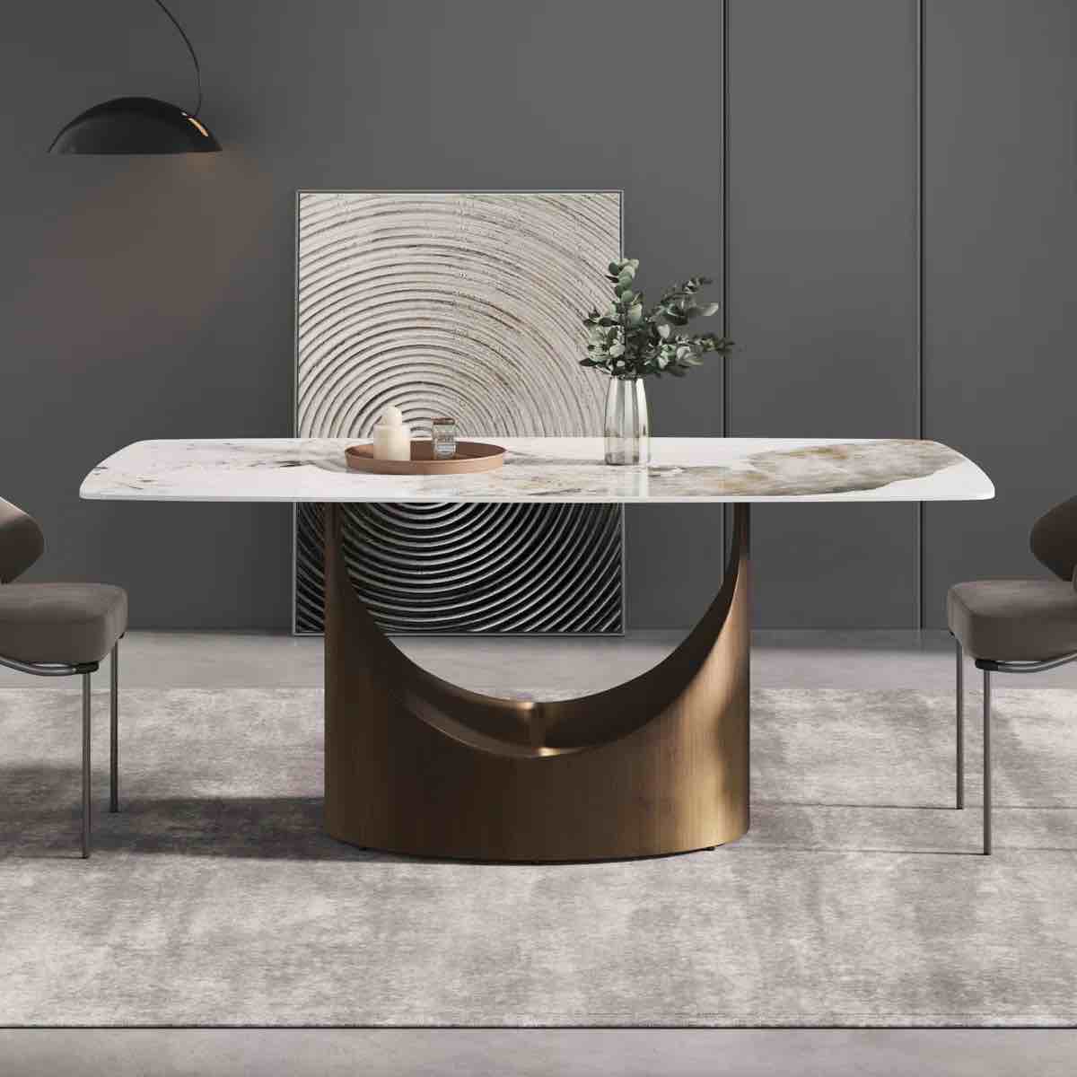 Aliyas 36" & 70" Stone Pedestal Dining Table, TABLE TOP ONLY