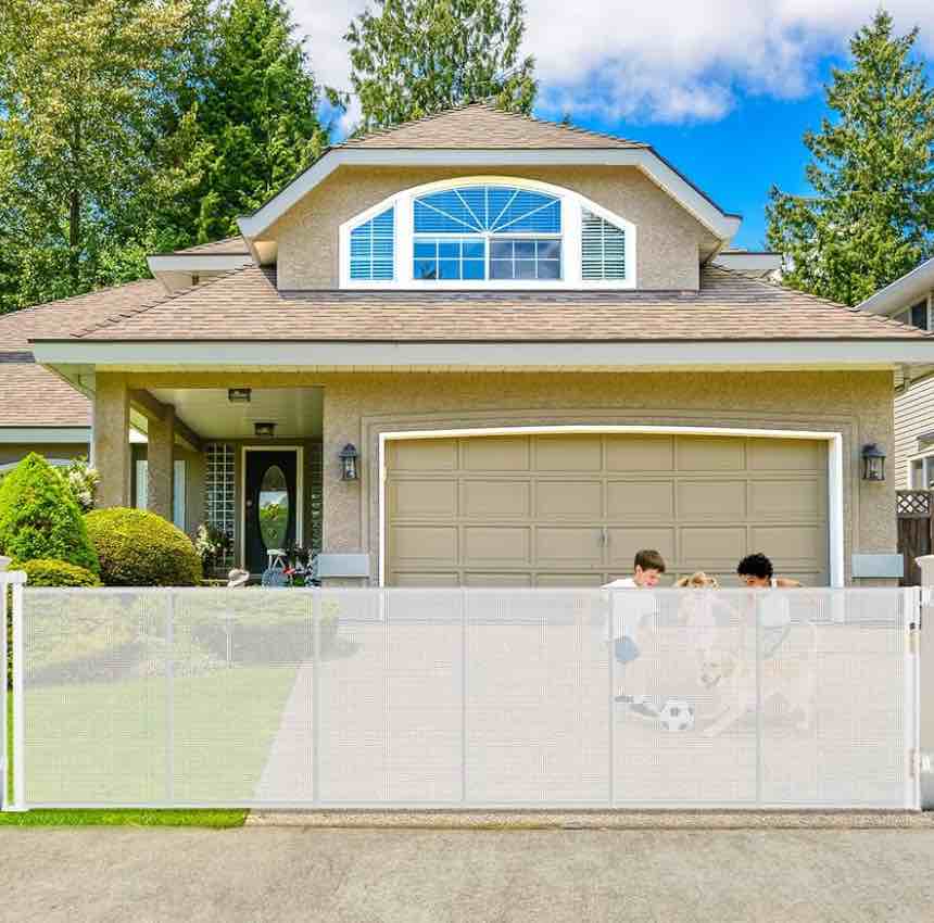 250" Extra Wide Retractable Dog Gate, Reinforced 20ft Retractable Baby Gates Extra Wide Dog Gate, 48" Extra Tall Baby Gate Retractable Outdoor Fence, Extra Long Pet Gate Retractable Gate Indoor, White