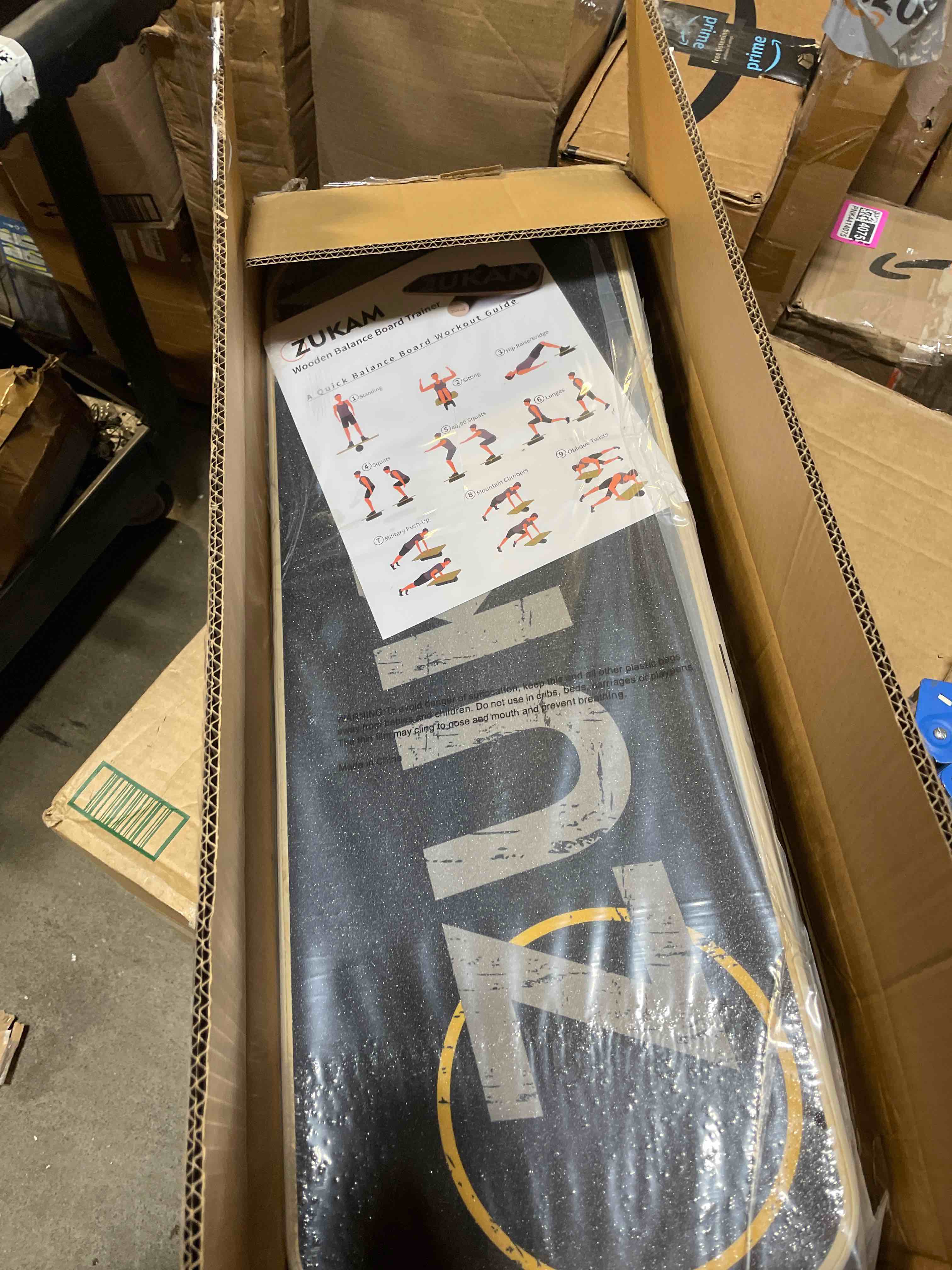 Condition photo showing New/Like New for Balance Board Trainer, Wooden Balancing Board with Workout Guide to Exercise and Build Core Stability, Wobble Board for Skateboard, Hockey, Snowboard & Surf Training