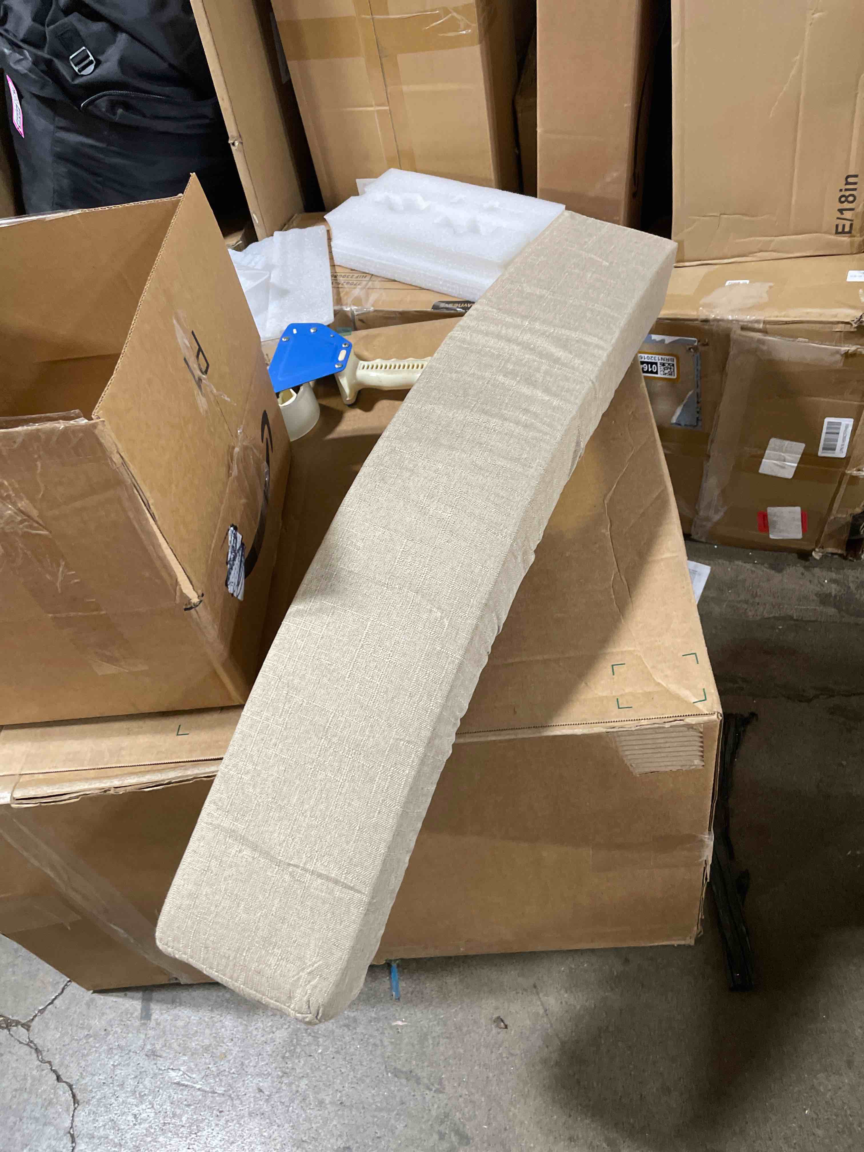 Condition photo showing Good Condition for High-Density Foam Armrest Protector Pillow Long Bed Filling Cushion for Headboard Soft Bedside Edge Guard Upholstered Bed Protection Pillow Stylish Home Decor (Beige 200x20x10cm)