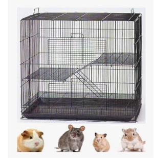 3-Levels Easy Collapsible Ferret Chinchilla Sugar Glider Rats Mouse Animal Critter Chew-Proof Metal Carrier Travel Cage with Narrow 3/8-Inch Bar Spacing Easy to Setup No Tools Needed Easy Storage