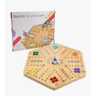 Original Marble Game Wahoo Board Game Double Sided Painted Wooden Fast Track Board Game for 6 and 4 Players 6 Colors 24 Marbles 6 Dice for Family Friends