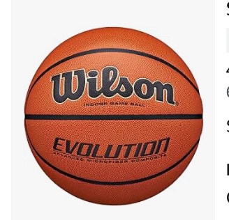 WILSON Evolution Indoor Game Basketballs - Size 5, Size 6 and Size 7
