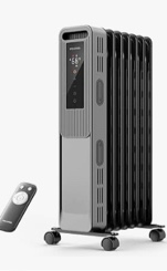 PELONIS Oil Filled Radiator, Electric Space Heater for Indoor Use Large Room with Thermostat & Remote, 3 Modes & 3 Heat Settings, ECO Mode, 24H Timer, Quiet, Overheat & Tip-Over Protection, 1500W