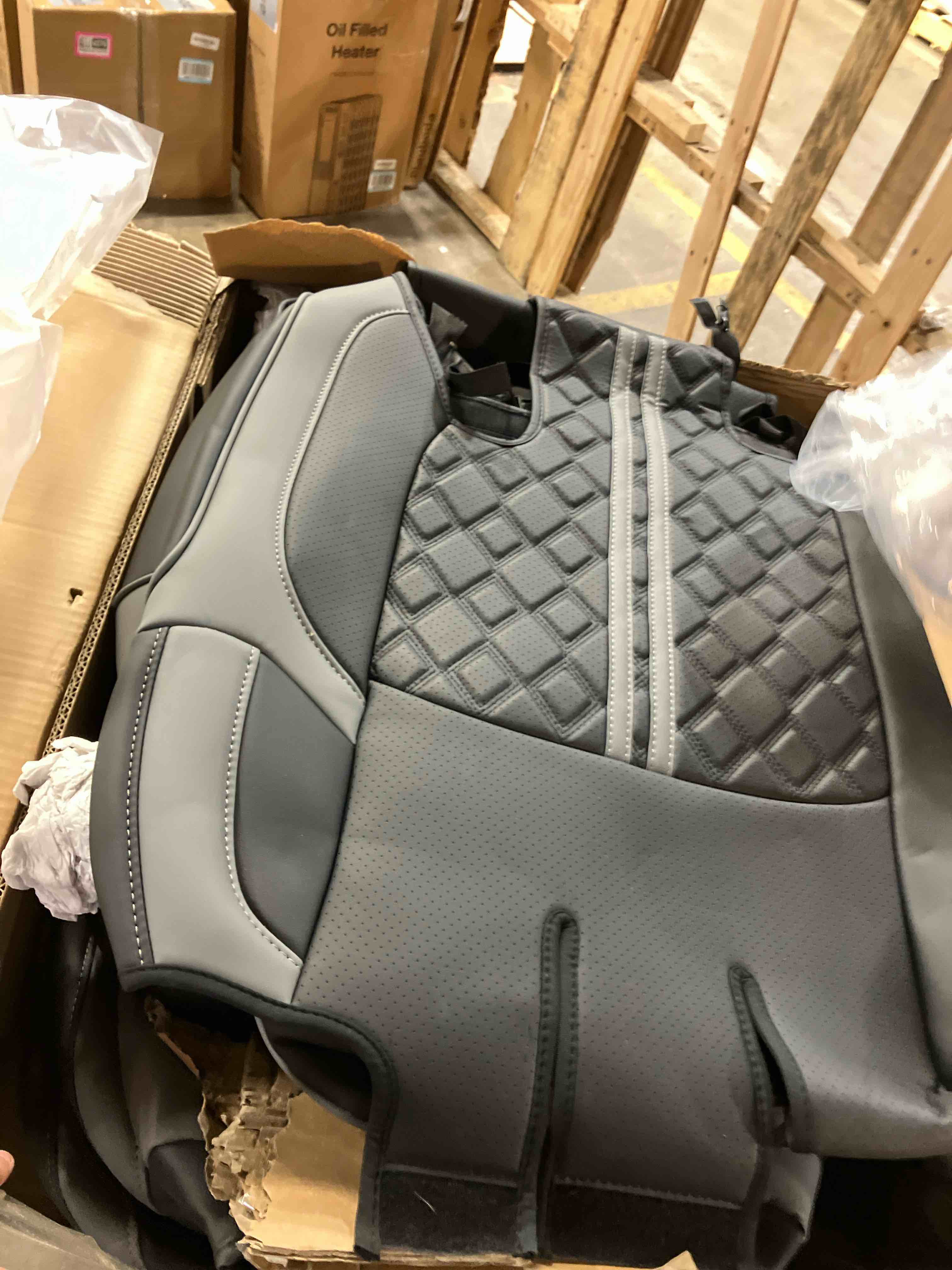 Condition photo showing New/Like New for for Jeep Wrangler Seat Covers JL 4 DR Without Rear Cup Holder 2018 2019 2020 2021 2022 2023 2024 2025 2026, Custom Fit Car Seat Covers Full Set,Waterproof Leather Seat Protector,BlackGrey