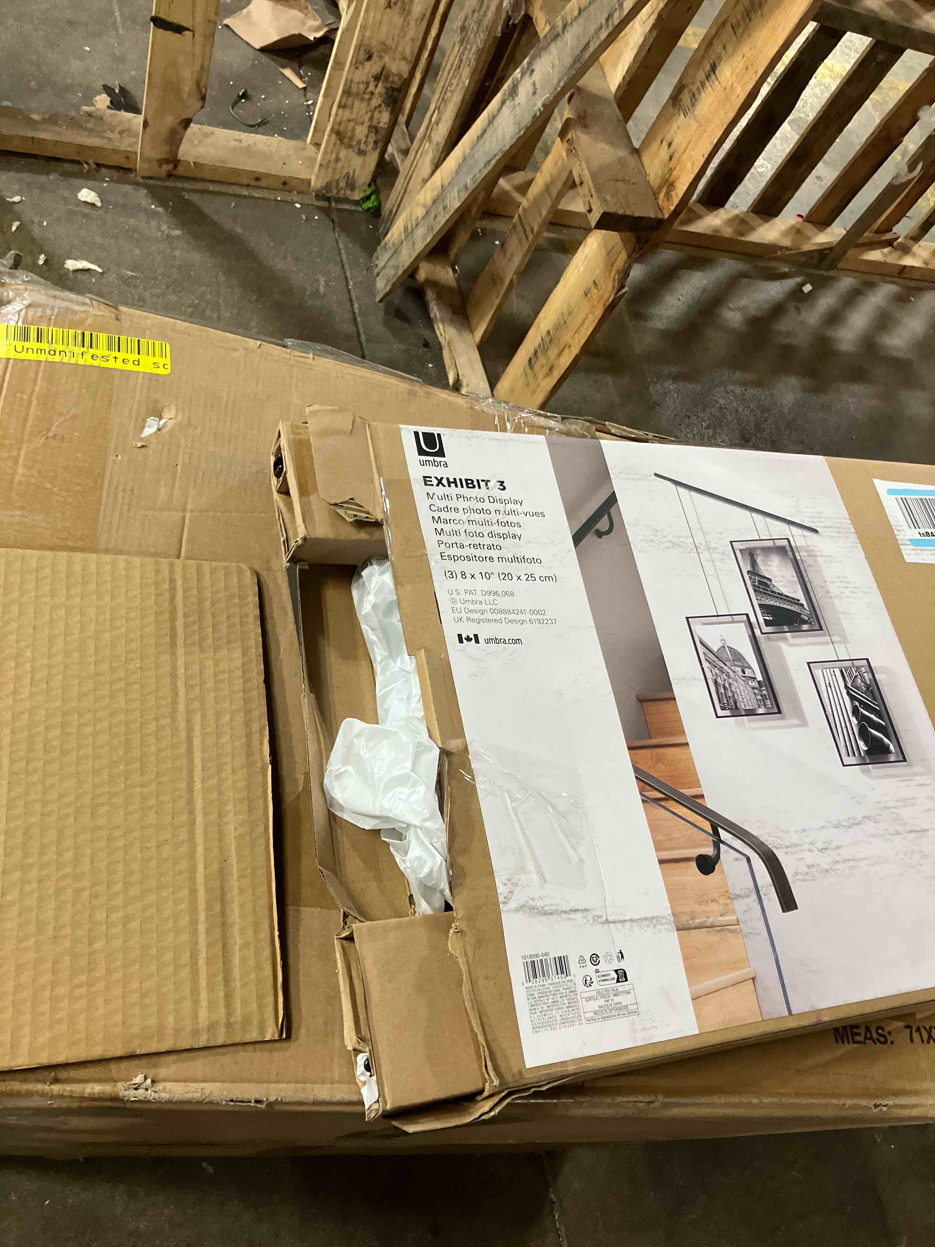 Condition photo showing New/Like New for Umbra Exhibit Picture Frame Gallery Set, Adjustable Wall Collage Displays Three 8"x10" Photos, Set of 3, Black