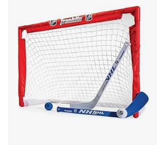 Franklin Sports NHL s Mini Hockey Set - Includes 1 Knee Hockey Goal - 2 Mini Hockey Sticks + 2 Foam Balls - Indoor Mini Hockey Goal + Sticks Set