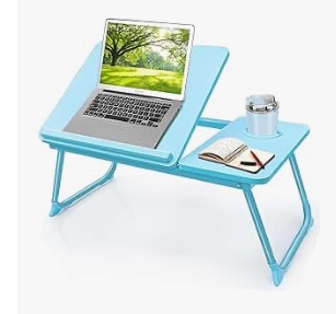 Laptop Desk for Bed Couch, Portable Lap Desk for Laptop, Foldable Bed Table Tray, Kids Lap Desks with Cup Holder, Laptop Stand for Bed, Bed Desk for Laptop and Writing (Blue)
