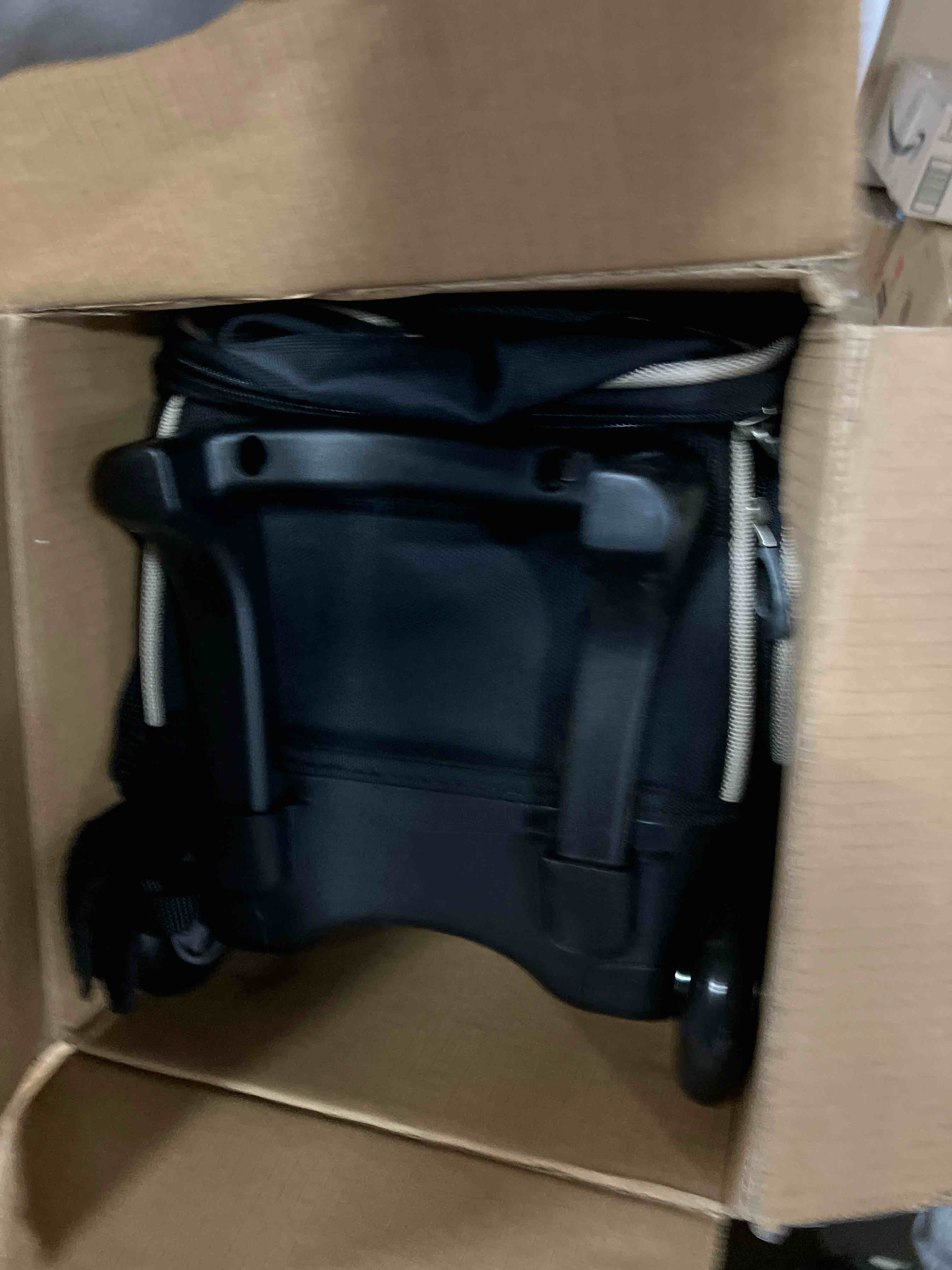 Condition photo showing New/Like New for 2 Ball Bowling Bag with Wheels, Double Bowling Ball Bag 2 Ball Roller w/Separate Compartment for Shoes Up to US Mens Size 16, w/Retractable Handle Extends to 40" & Accessories Pocket Black