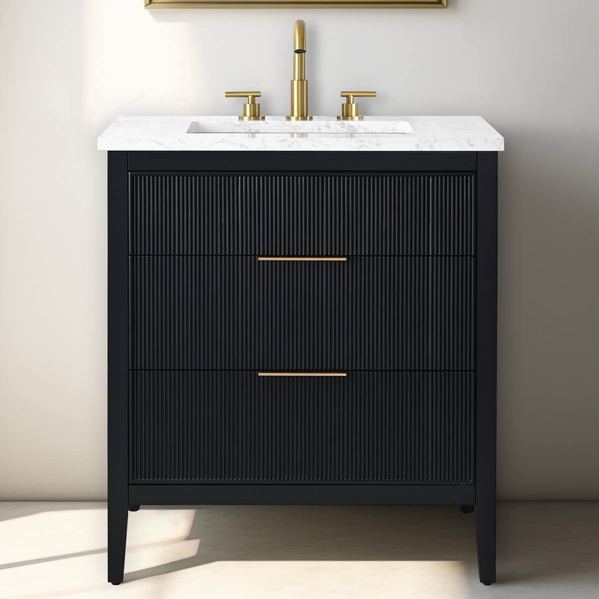Bilroy 30'' Single Sink Bathroom Vanity with Engineered Stone Top