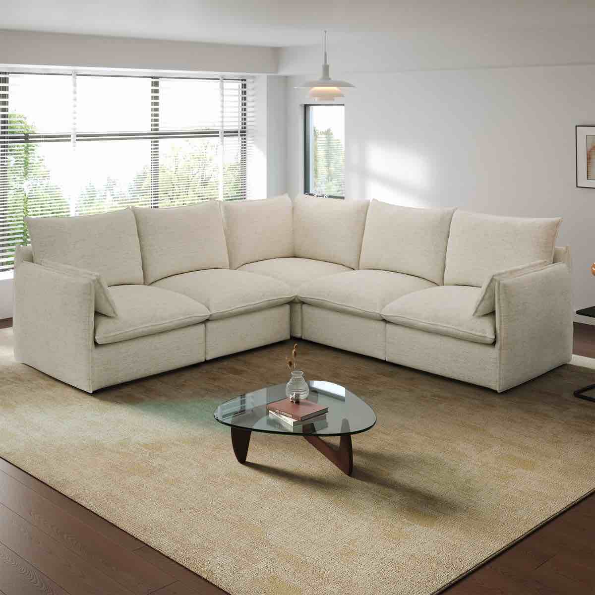 Upholstered Cloud Sofa, Modular Sectional Sofa, Modern Down Filled Comfort Sofa With Romvable Cover For Living Room, Deep Seat, Incomplete Set