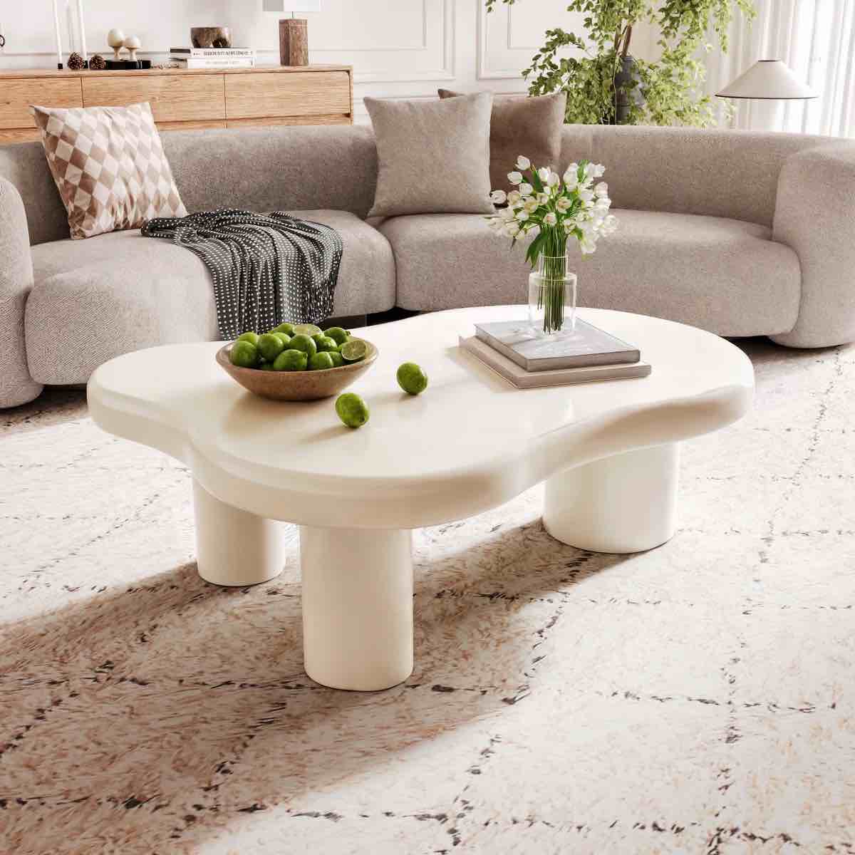 49" Nordic Cloud-Inspired Organic Shape Wooden Coffee Table By Ebern Designs- Top Only