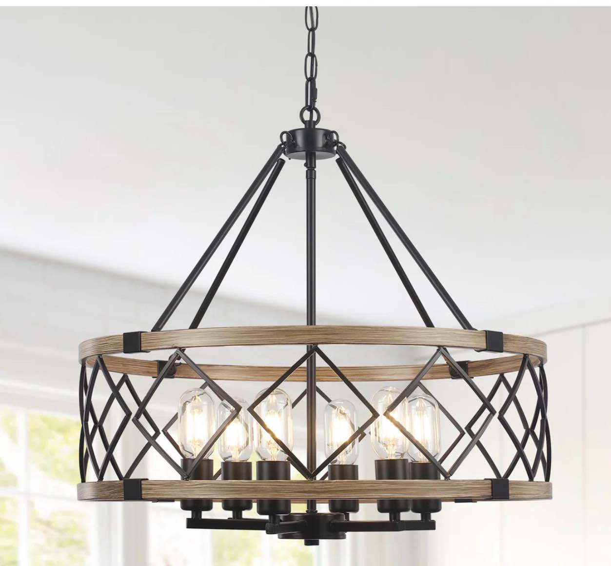 Willistone Forge 6- Light 21.65" Dimmable Farmhouse Geometric Drum Chandelier Ceiling light 