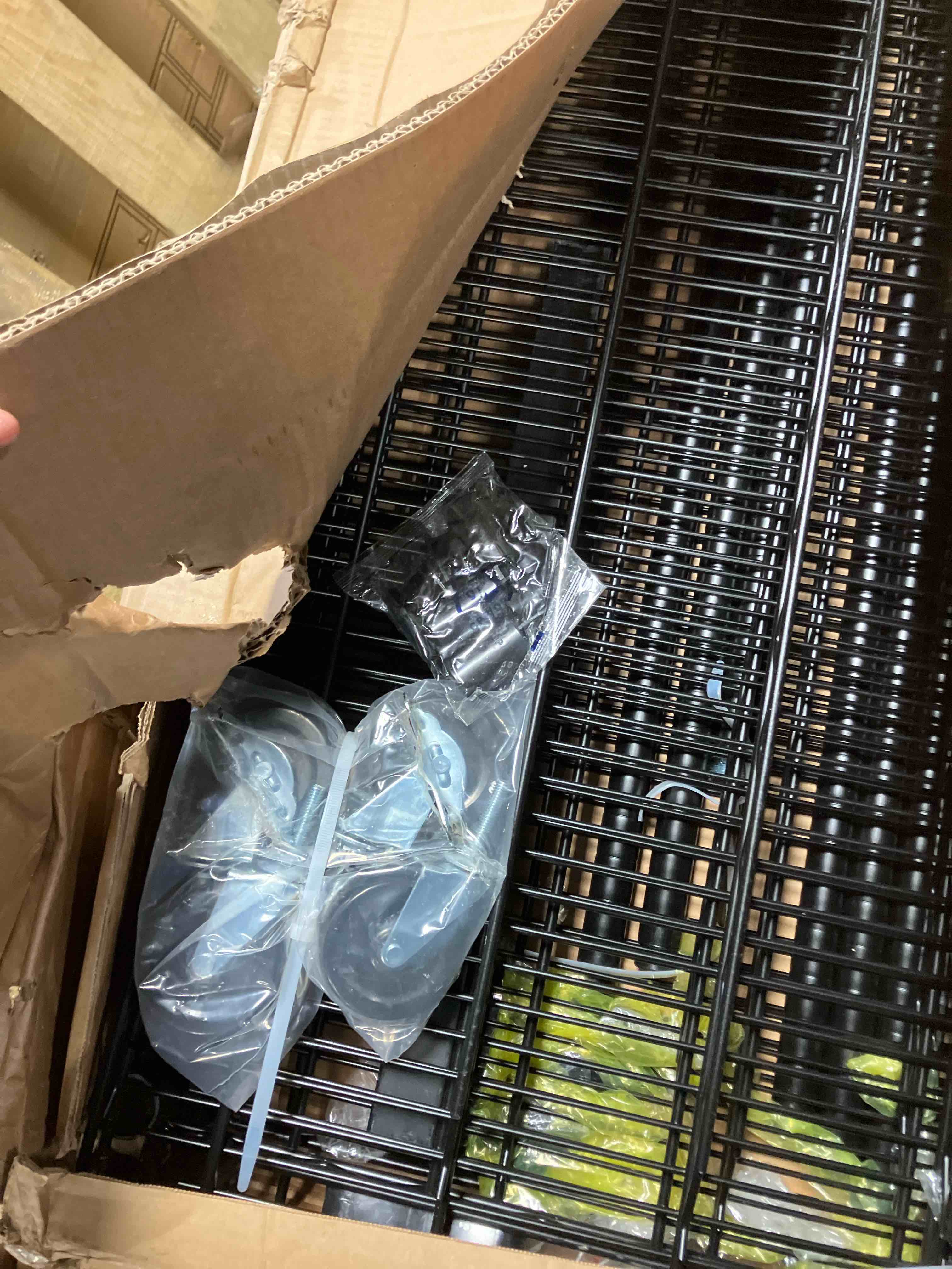 Condition photo showing Good Condition for Garvee 59"W Storage Shelves 2640LBS Heavy Duty Garage Shelving Units with Wheels and Adjustable Shelf, 4-Tiers Wire Shelving Rack for Garage Pantry Kitchen Warehouse Industrial