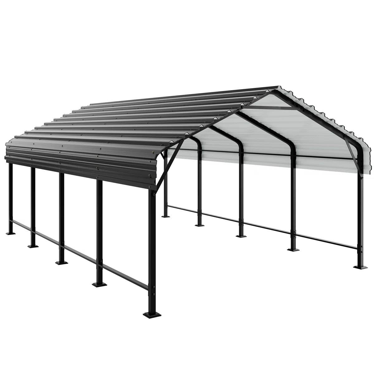 12 Ft. W x 20 Ft. D Heavy Duty Carport with Galvanized Steel Roof, INCOMPLETE BOX 2 ONLY*