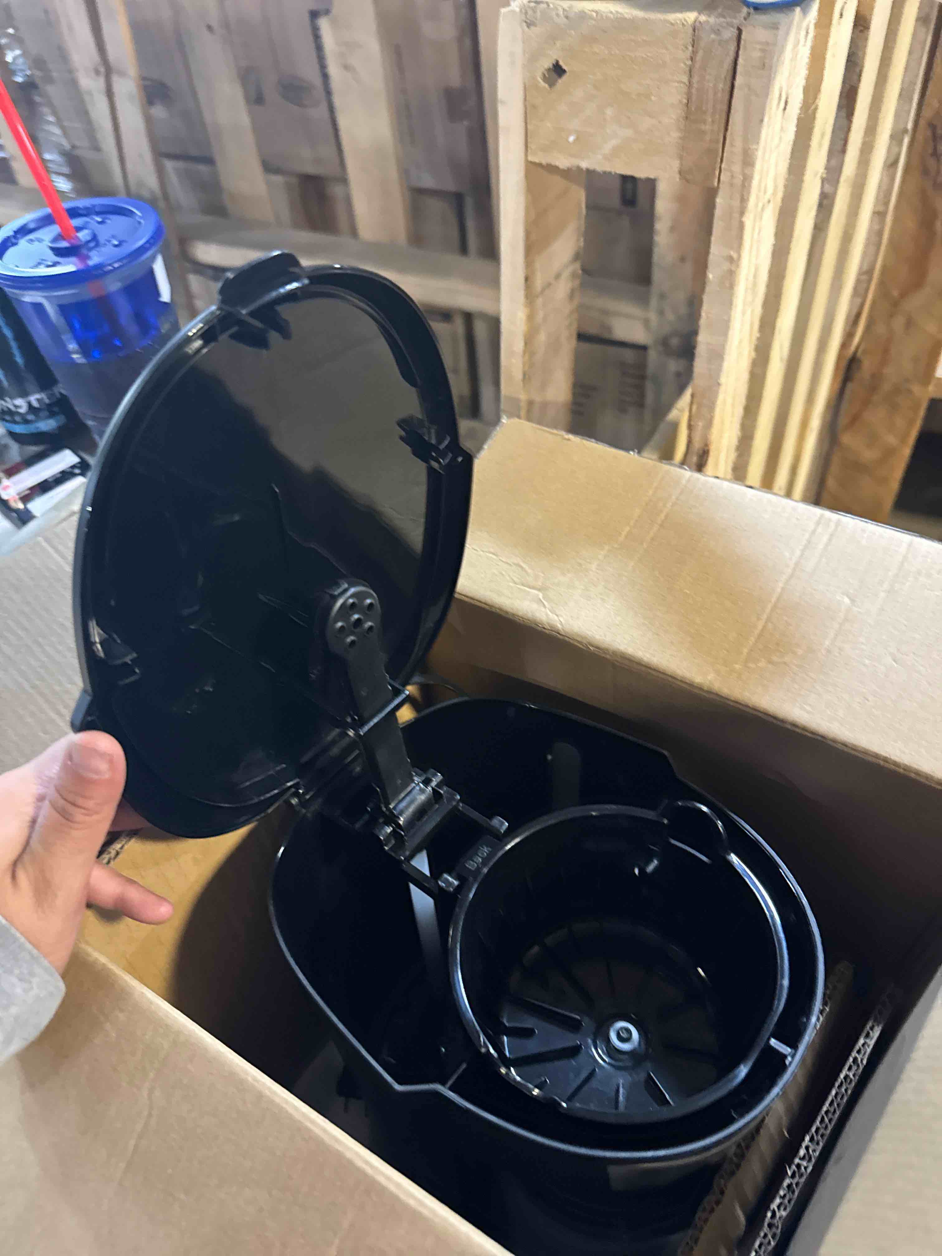 Condition photo showing Good Condition for Gourmia 12 Cup One-Touch Coffee Maker – Pause and Serve with Automatic Keep Warm, Easy View Water Window, Compact Design, Stainless Steel Accents, Black