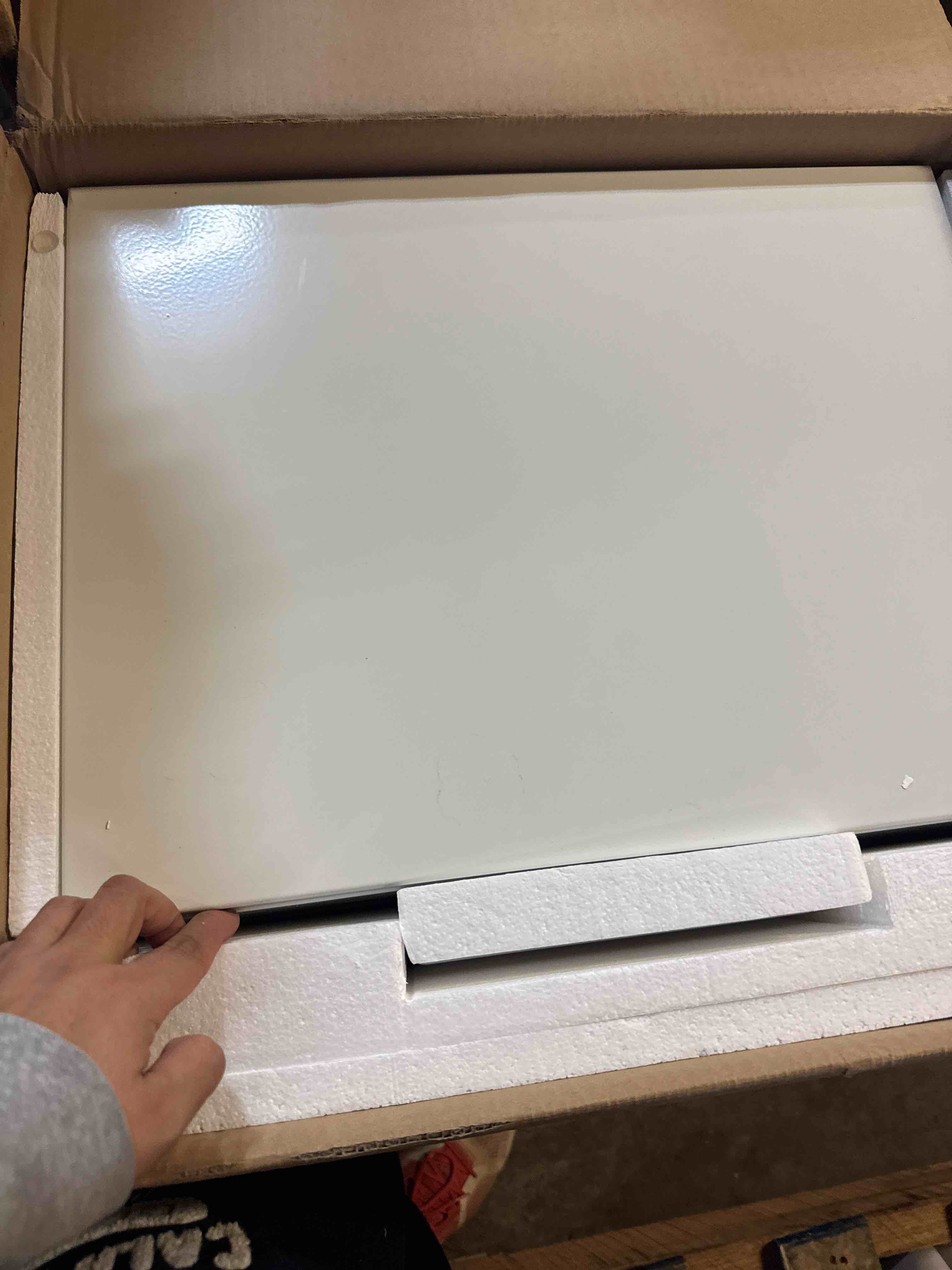 Condition photo showing Good Condition for 2-Tier Pull-Out Cabinet Organizer with Drawer & Countertop, Adjustable Kitchen Microwave Stand, Spice Rack Storage for Countertop, Cabinet, Pantry, Steel, White (18.3''W x 14.1-24.3''D x 5.5''H) ( USED)