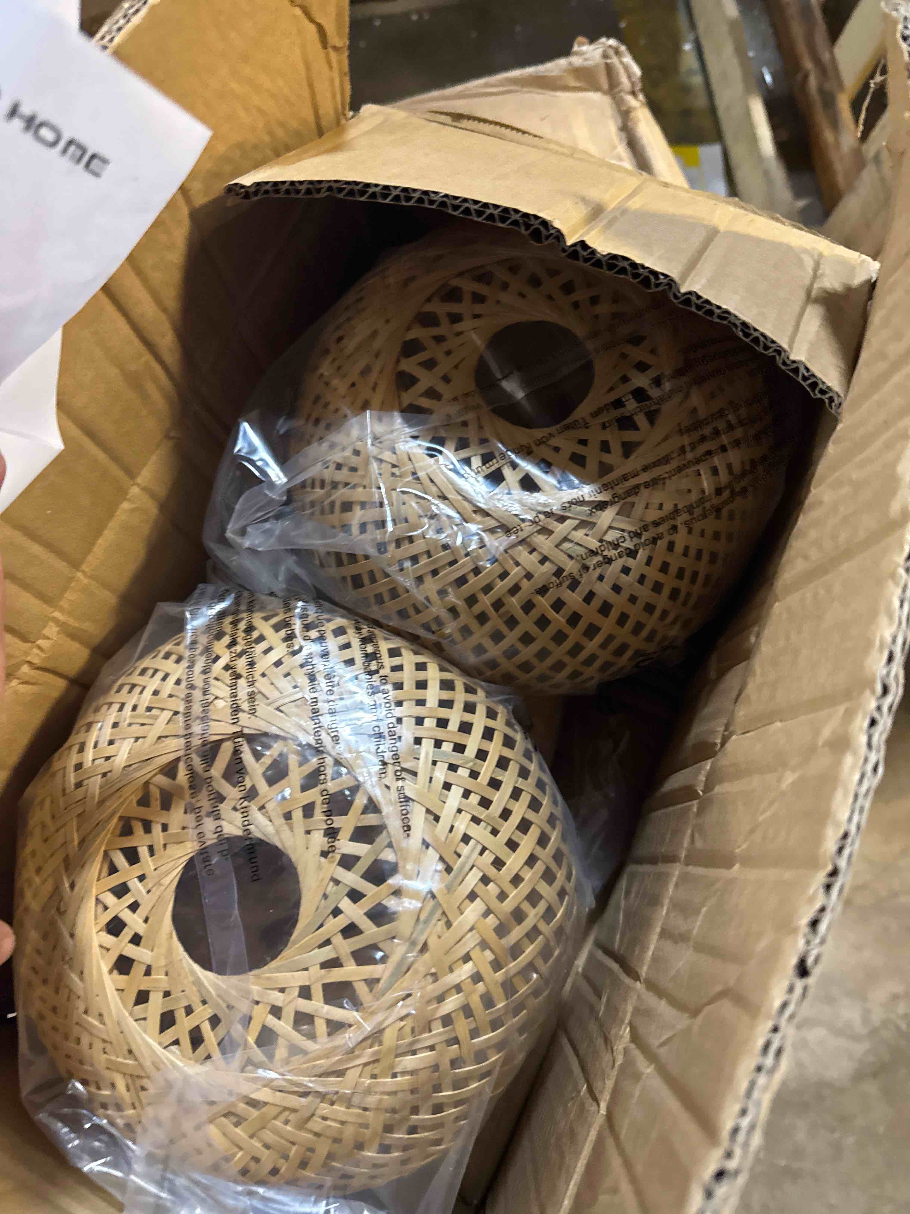 Condition photo showing New/Like New for Frideko Bamboo Wall Sconces Set of Two Plug in, Boho Wall Lamp with Plug in Cord, Farmhouse Wall Light Fixtures with 9.84FT On/Off Switch Cord, Rattan Sconces Wall Lighting for Bedroom Living Room Orange(2PC)