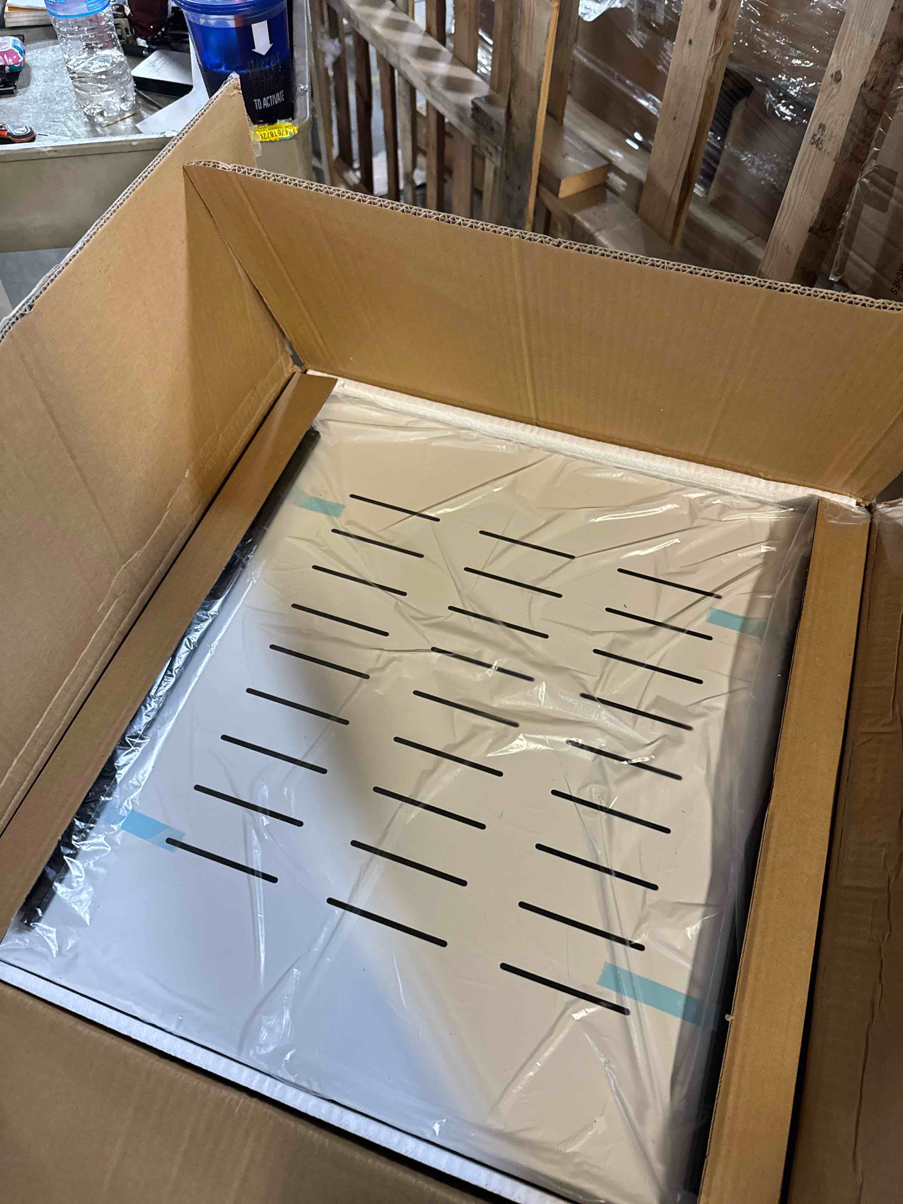 Condition photo showing New/Like New for 2 Pack Pull out Cabinet Organizer, Expandable Width(14"-24"), Depth(13"-24") with 3 Rails, Slide Out Drawers With Raising Pad for Framed Cabinets, with Adhesive Film for Cabinets in Kitchen, White