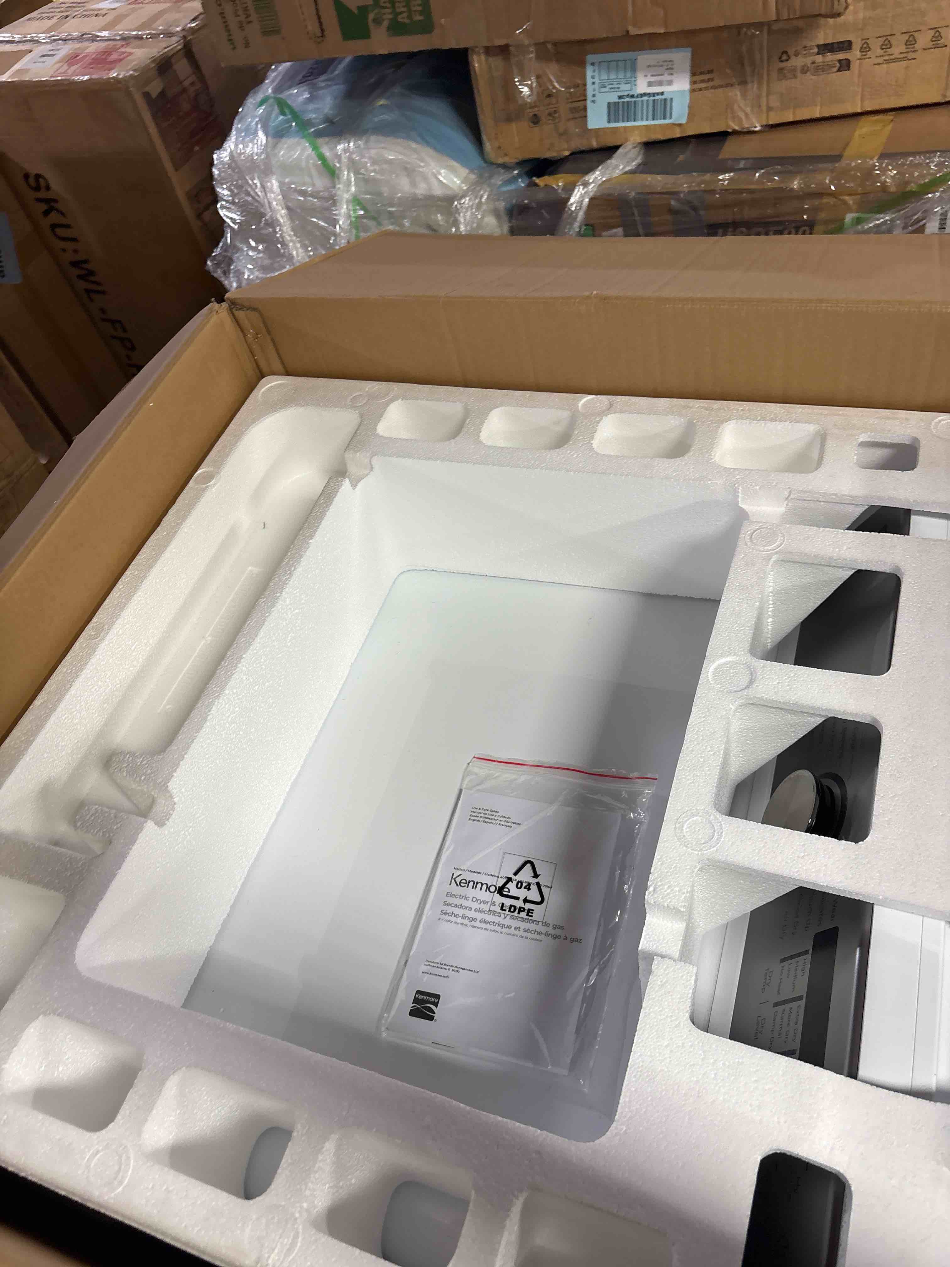 Condition photo showing New/Like New for Kenmore 7.0 cu. ft. Front Load Electric Dryer - with Guard to Reduce Wrinkles & Static - Smart Sensor Drying - LED - White