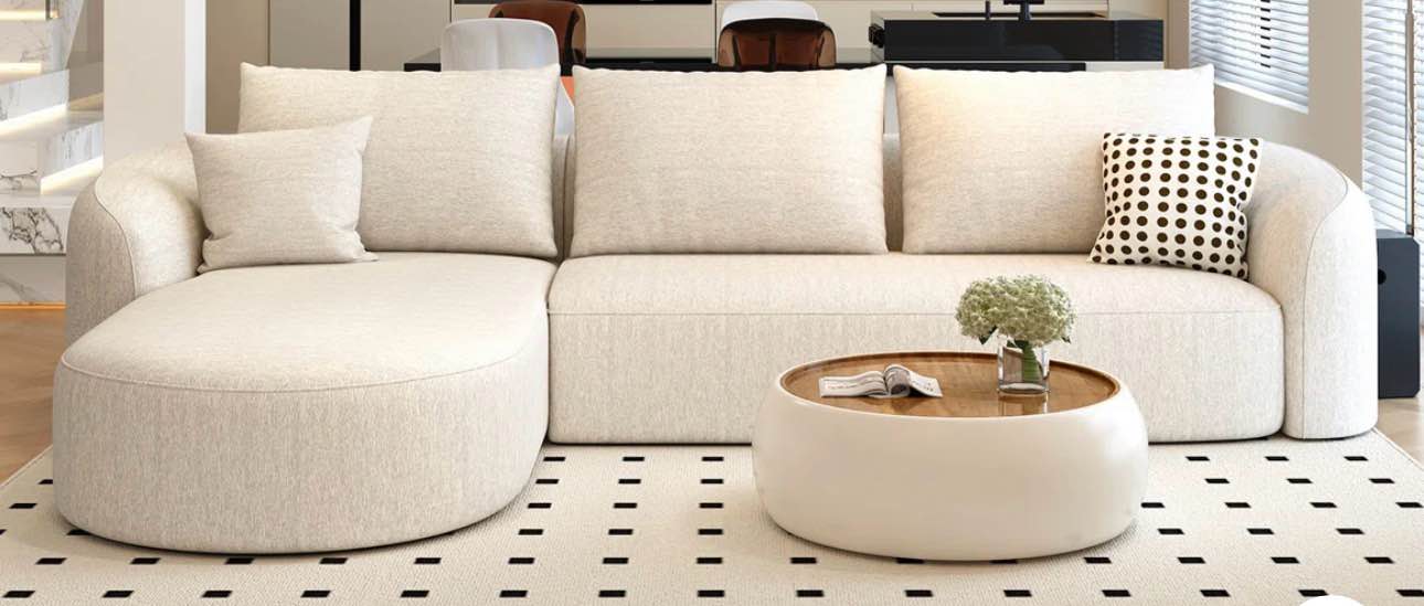 111" Modular Sectional Couches Luxury Modern Curved Back Sofa Minimalist Comfy L-Shape Boneless Cloud Couch ( INCOMPLETE 2 seater ONLY)