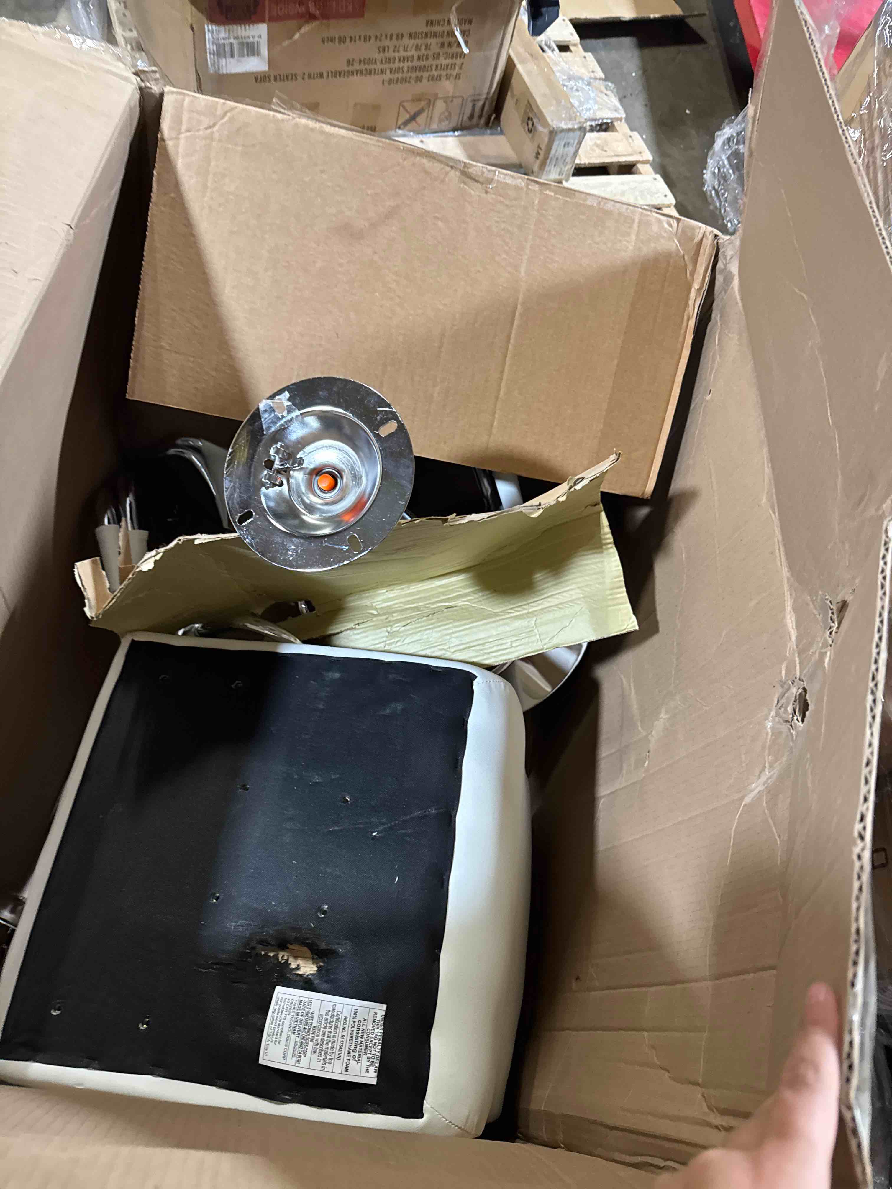 Condition photo showing Good Condition for Pete Swivel Upholstered Adjustable Height Counter Stool with Metal Frame ( Set of 2)