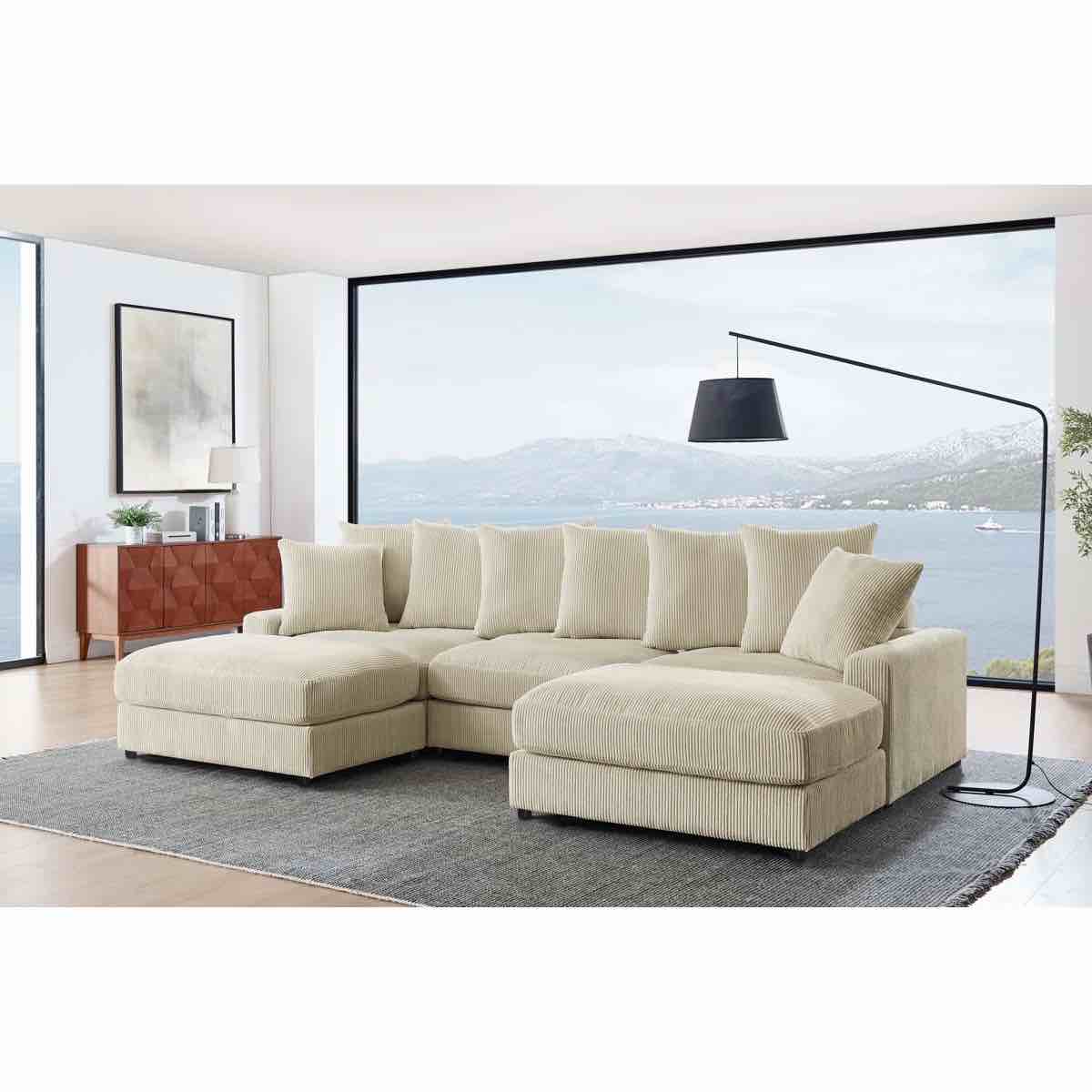 Ashira Wide Reversible Modular Corner Sectional with Ottoman, BOX 2-A ONLY*