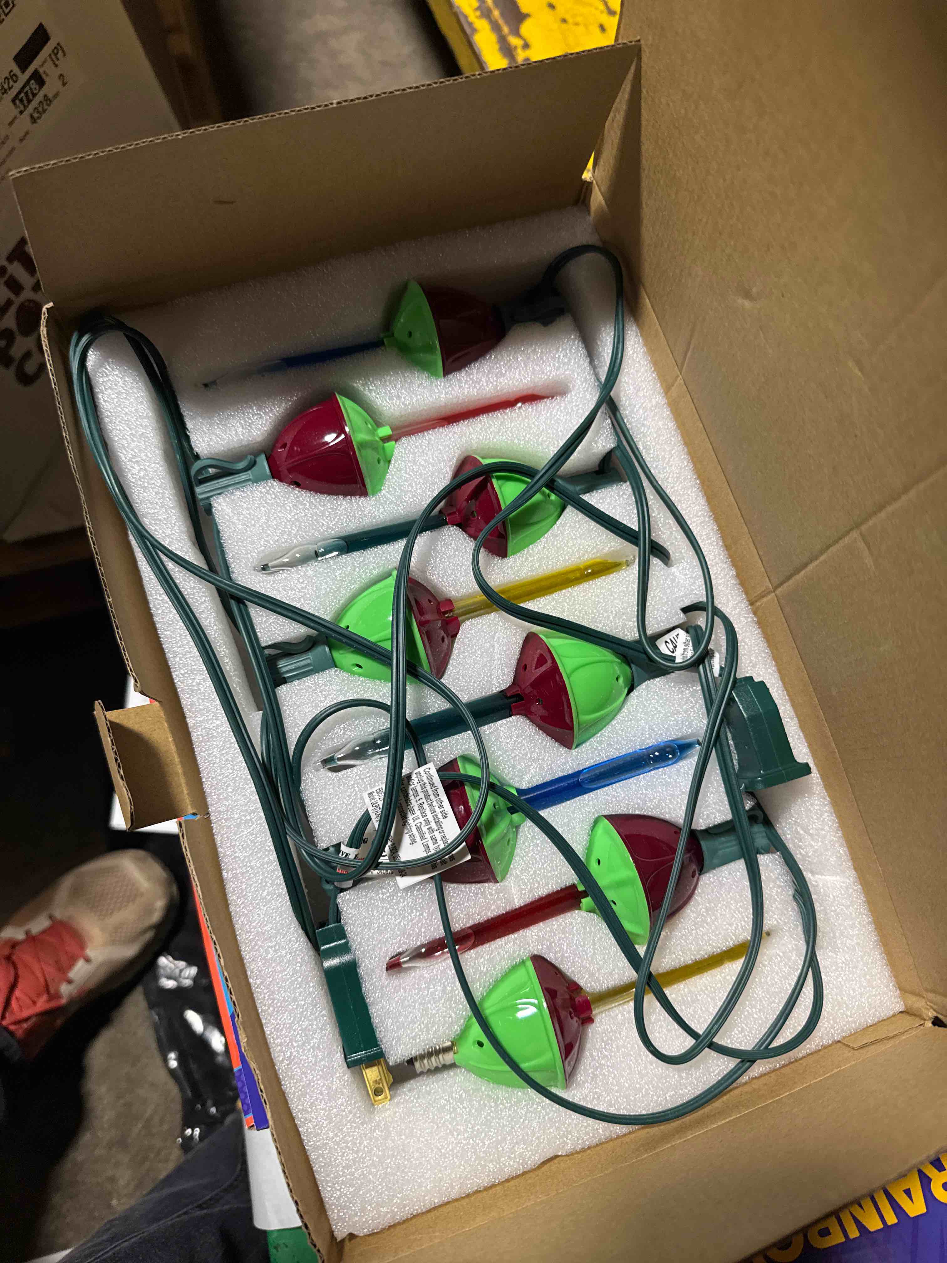Condition photo showing New/Like New for Christmas Multicolor Bubble Lights Set, 11Ft Outdoor Christmas String Lights with 8 Multicolor Bubble Lights (1 Spare), Vintage Christmas Decorations for Holiday Patio House Lighting Decor, E12 Base Multicolor 11FT-5W