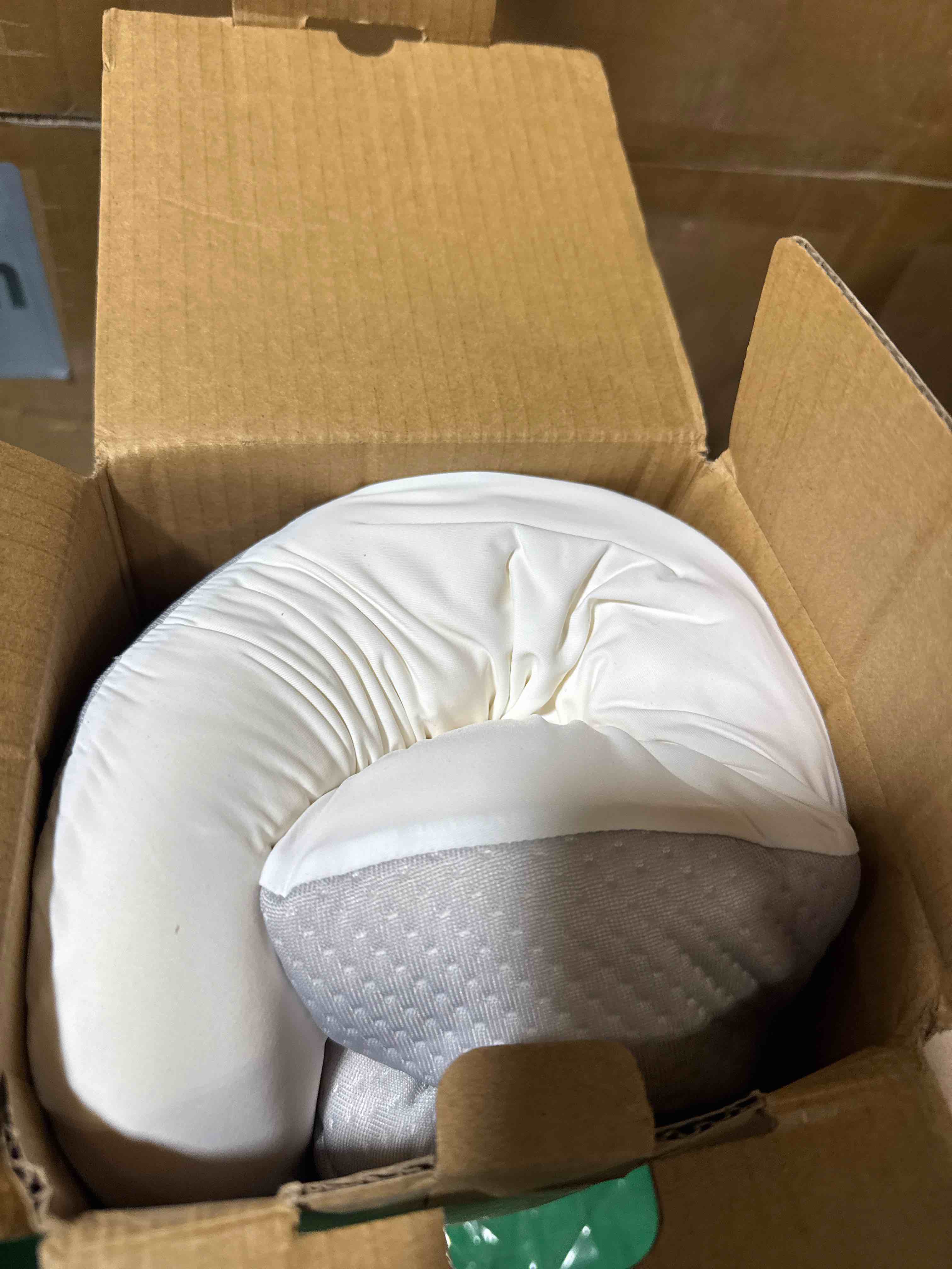 Condition photo showing New/Like New for Feagar Cervical Pillow for Neck Pain Relief, Orthopedic Support Memory Foam Pillows with Contour & Cooling Cover, 2 Heights for Side Back Stomach Sleepers, Gray and White Gray and White Standard