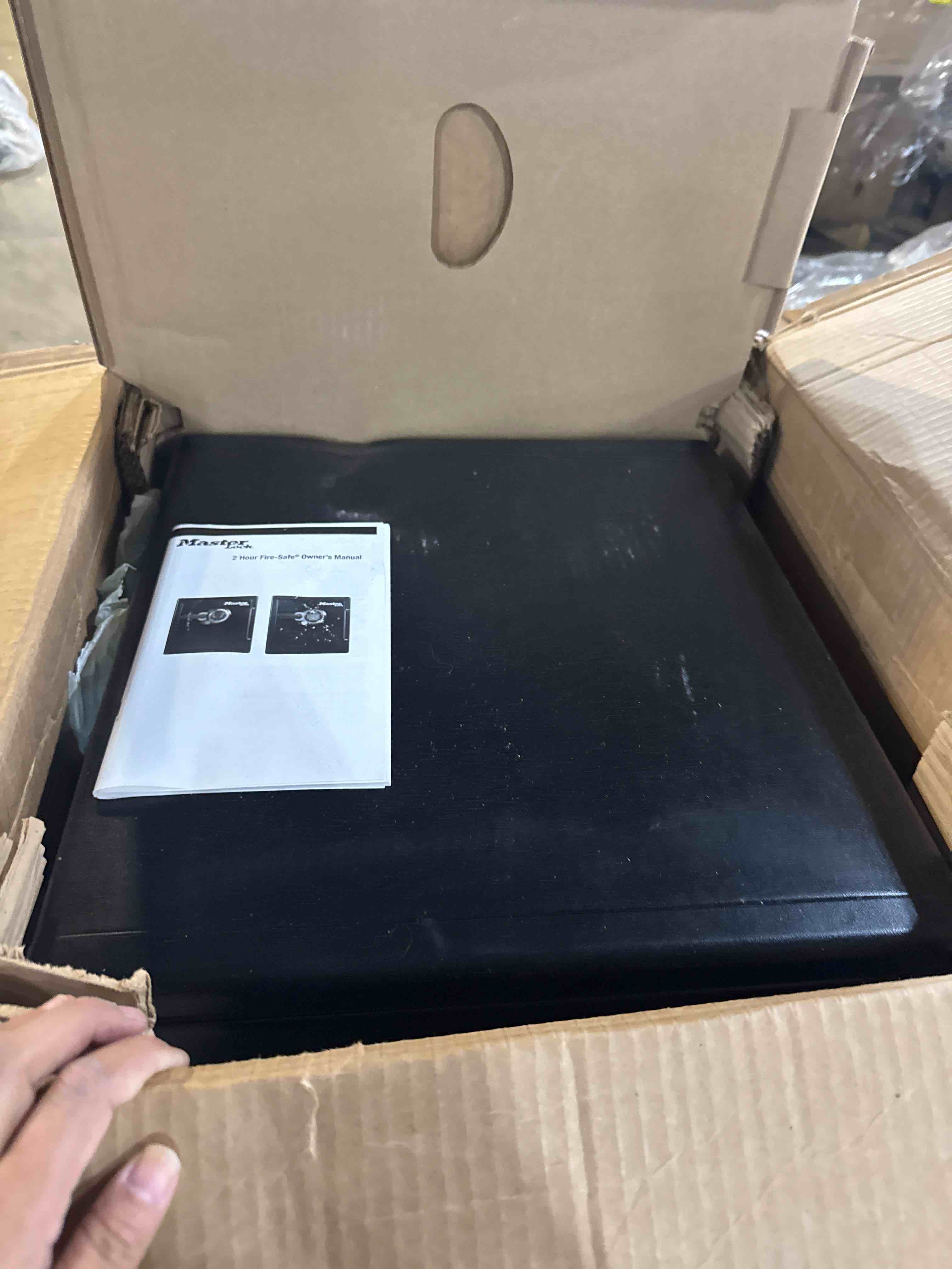 Condition photo showing Good Condition for Master Lock Black Premium Fireproof and Waterproof Safe with Combination Dial, 1.23 cu-ft, STW123DUB 1.23 cu.ft. 2-Hr. Fireproof, Combination