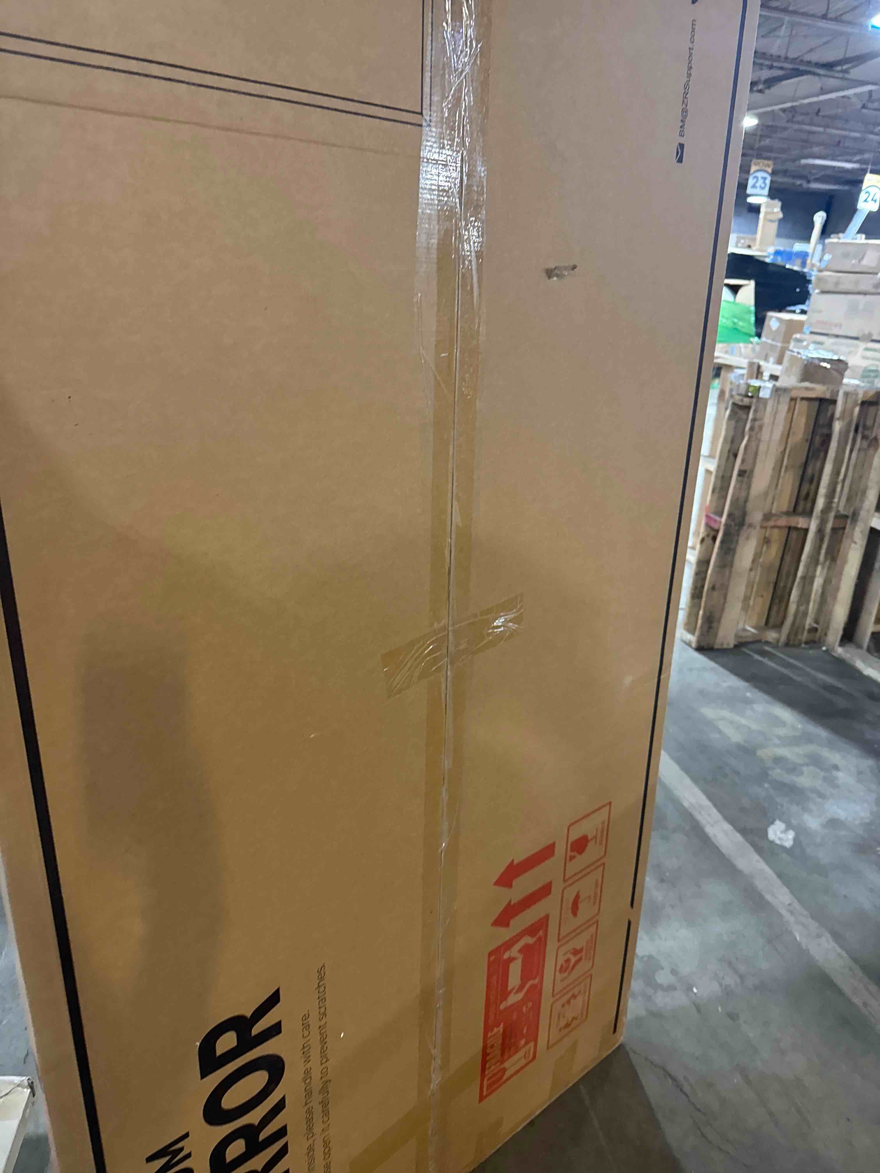 Condition photo showing New/Like New for TokeShimi 72x36 Bathroom Mirror Frameless, Tempered 1" Beveled Edge Bathroom Mirrors for Over Sink, Shatterproof Rectangle Mirrored Wall Mounted for Living Room, Entryway, Restroom 36"L x 72"W Rectangle-Shaped