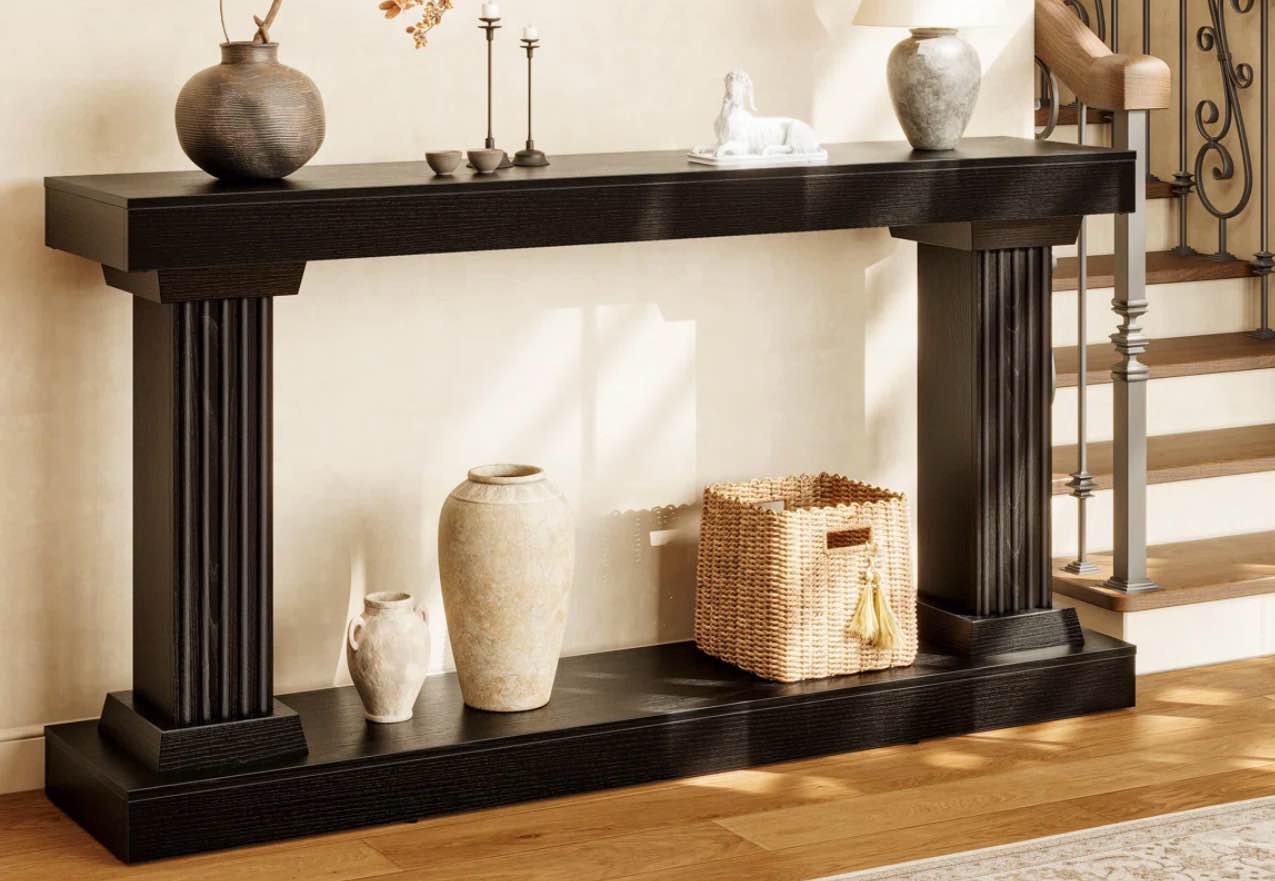 63" Long Console Table Wooden Rectangular Sofa Table 