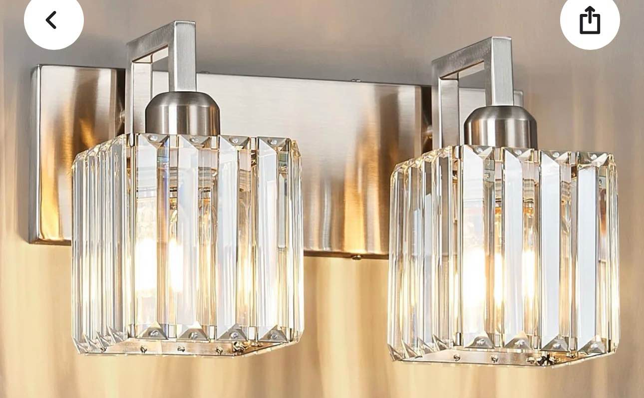 Modern Crystal Bathroom Vanity Light with Golden Finish, 2 Light Wall Sconce Fixture ( One in stock is GOLD)