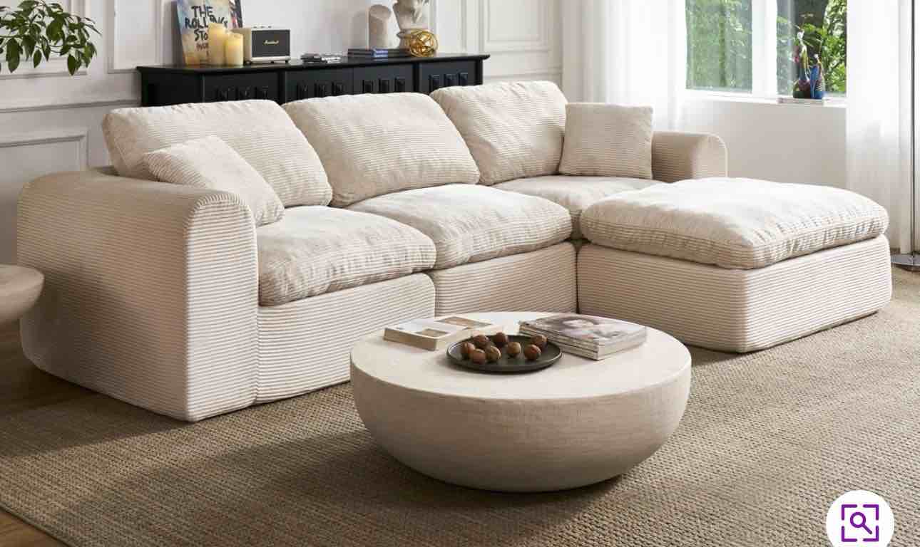 108" cloud sectional couches for living room convertible l-shaped boneless couch with ottoman 4 seater modular cloud sofa 
