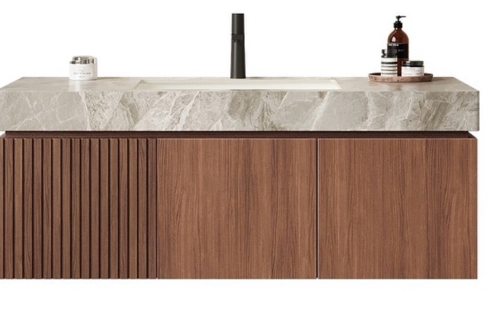 48" MURI Brown Oak Cabinet only, NO Basin and Top, NO Faucet and Sink Cover