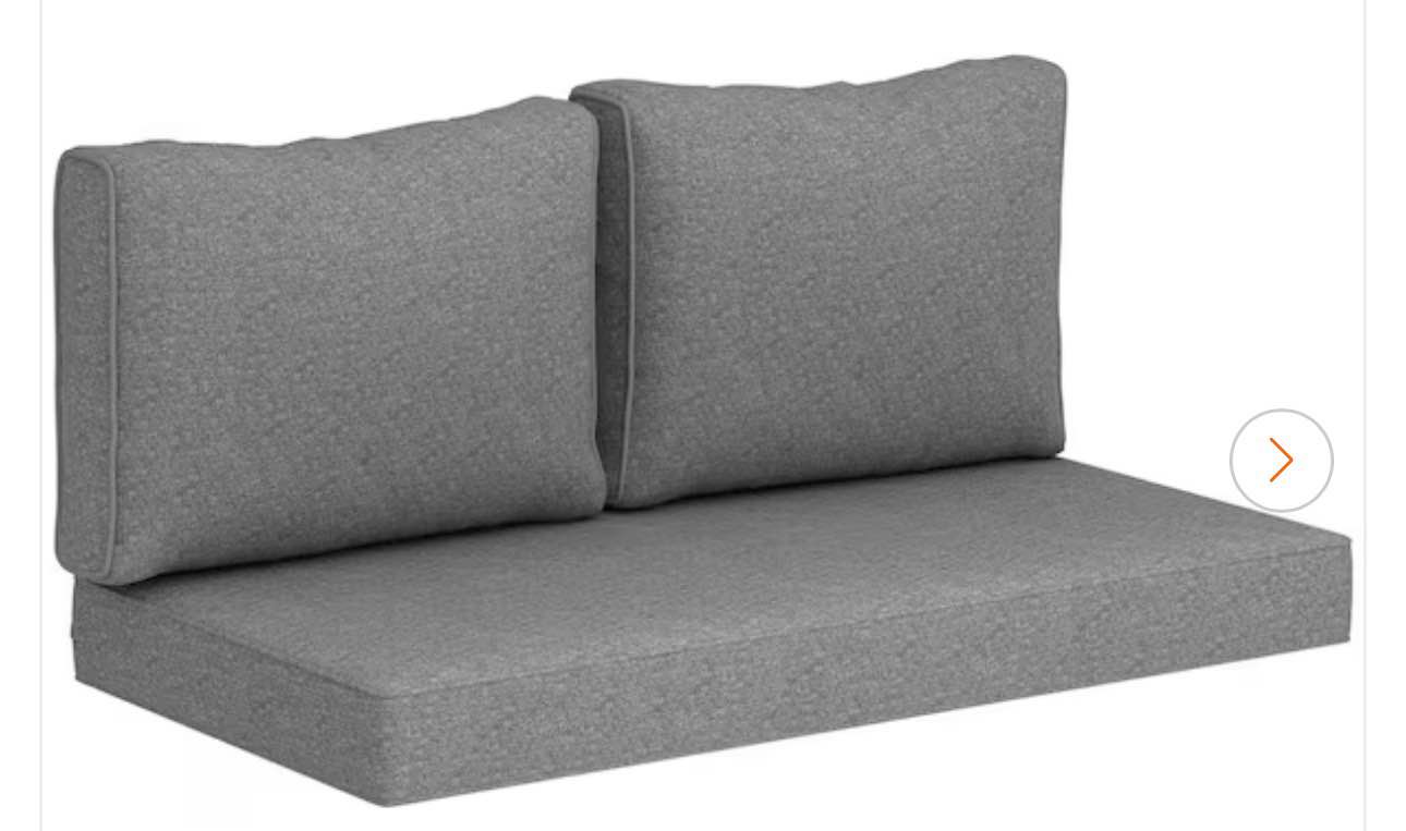 26 in. x 4.9 in. Replacement Outdoor Loveseat Cushions 2 Seater with Removable Cover for Outdoor Furniture, Gray