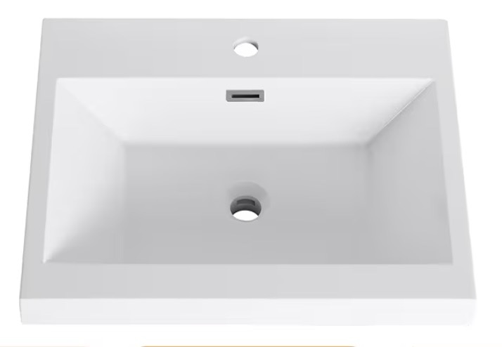 24 in. Drop-In Rectangular Resin Bathroom Sink in White