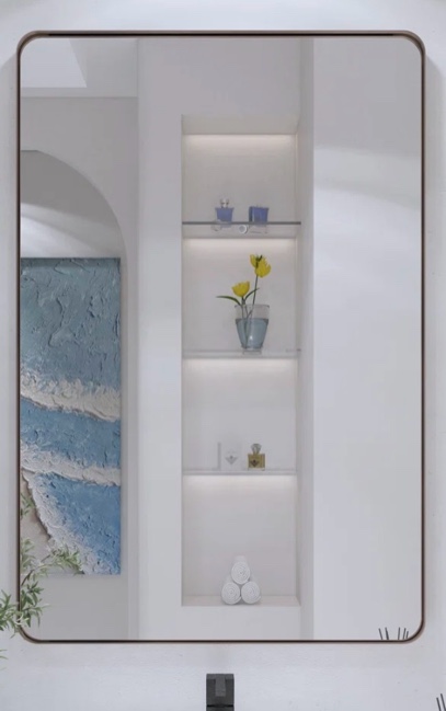 Lesamuel Filleted Corner Wall Mounted Mirror Brushed Nickel ( 24" x 36")