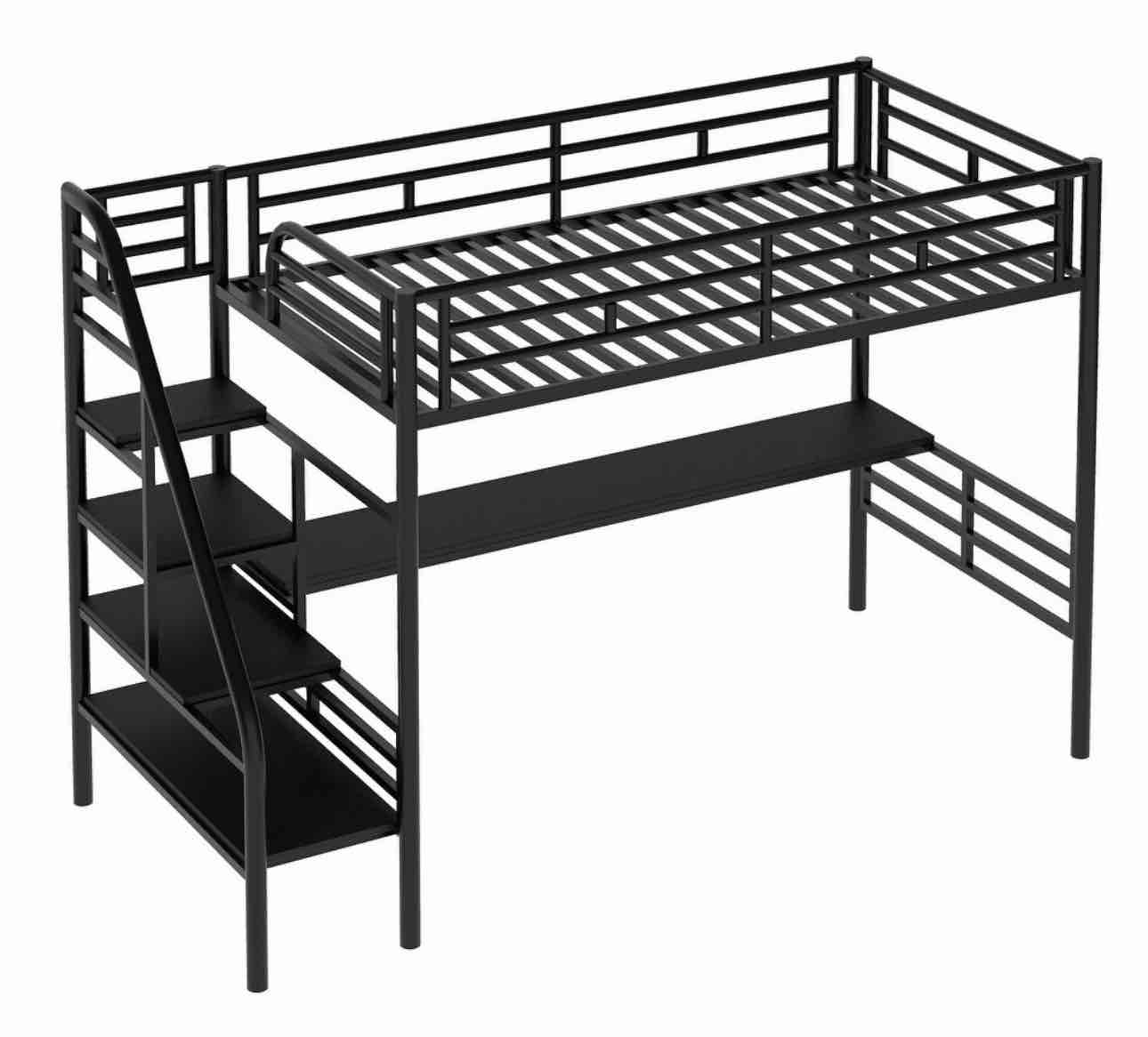 Metal Loft Bed Frame with Desk ( Incomplete BOX 2 of 2 ONLY)