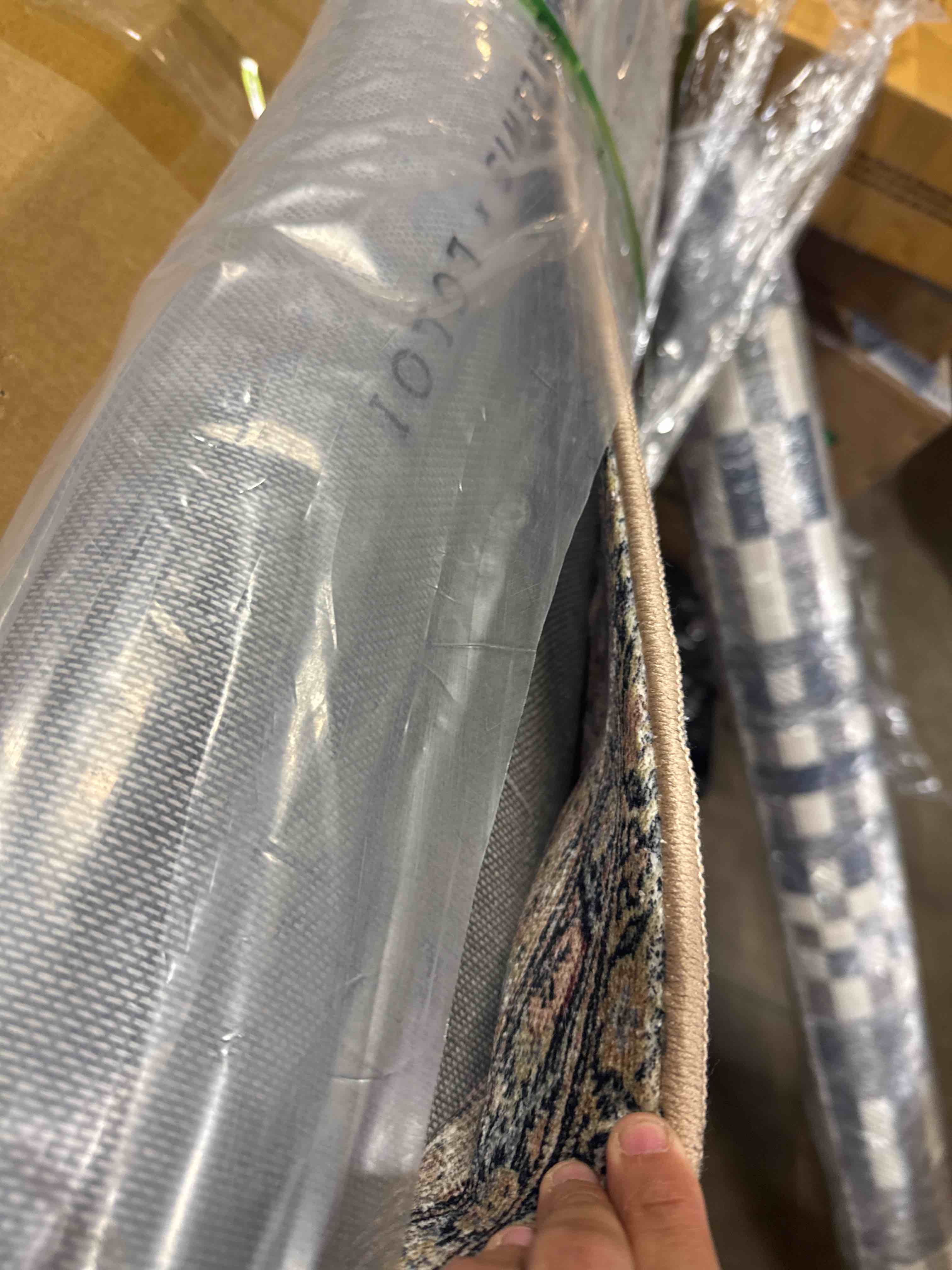 Condition photo showing New/Like New for loloi amber lewis morgan collection mog-03 denim/multi 7'-3" x 9'-3" 38" thick area rug feat. cloudpile, neutral, room décor, vintage inspired, livingroom, bedroom, dining area denim / multi 7'3" x 9'3" (rectangular)