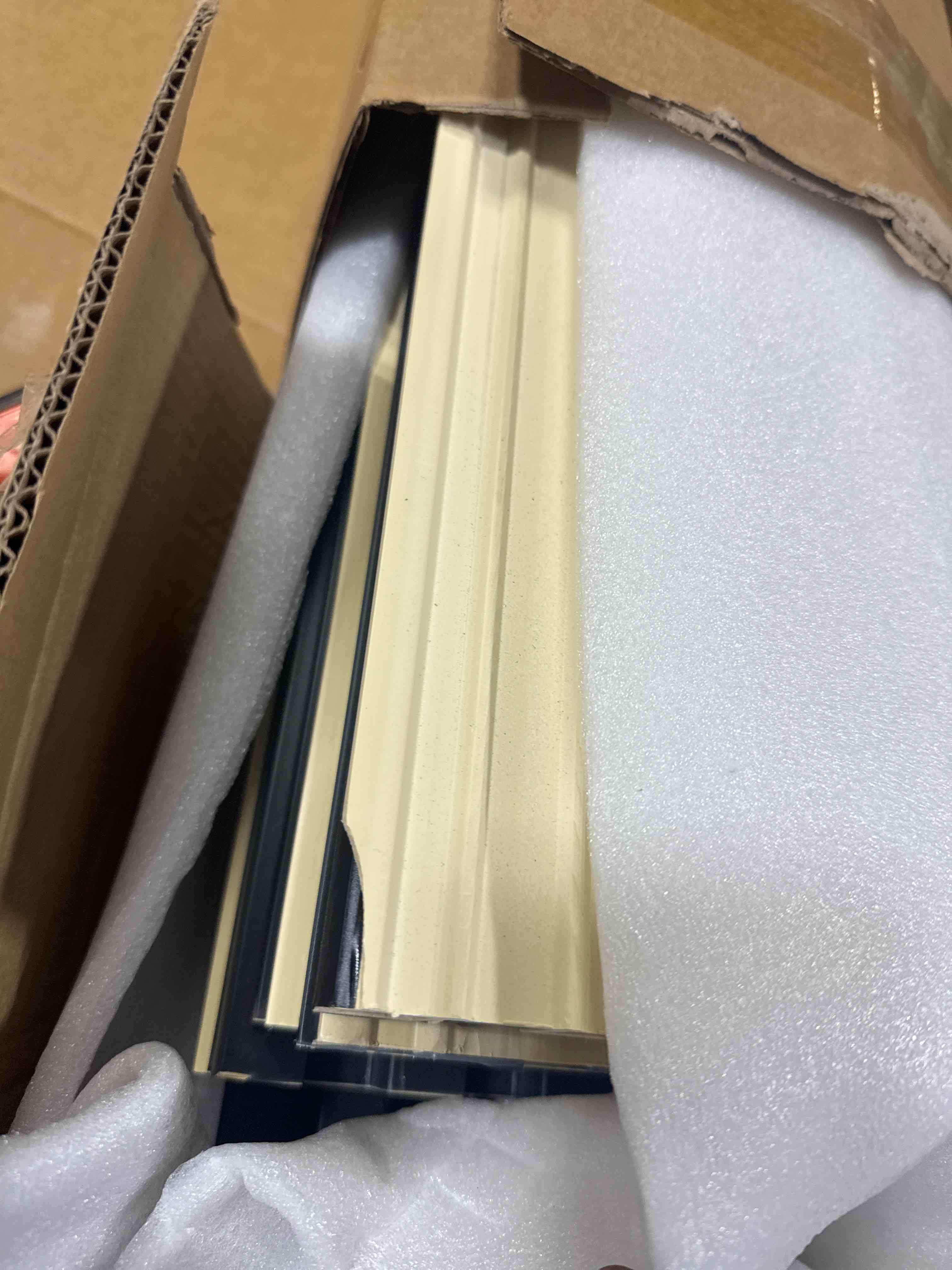 Condition photo showing Good Condition for black wall panels for interior decor 96x6.6in 8pack wpc wall panel waterproof matte finish black 3d accent wall for living room bedroom hall office, 33.6 sq.ft coverage slat wall paneling
