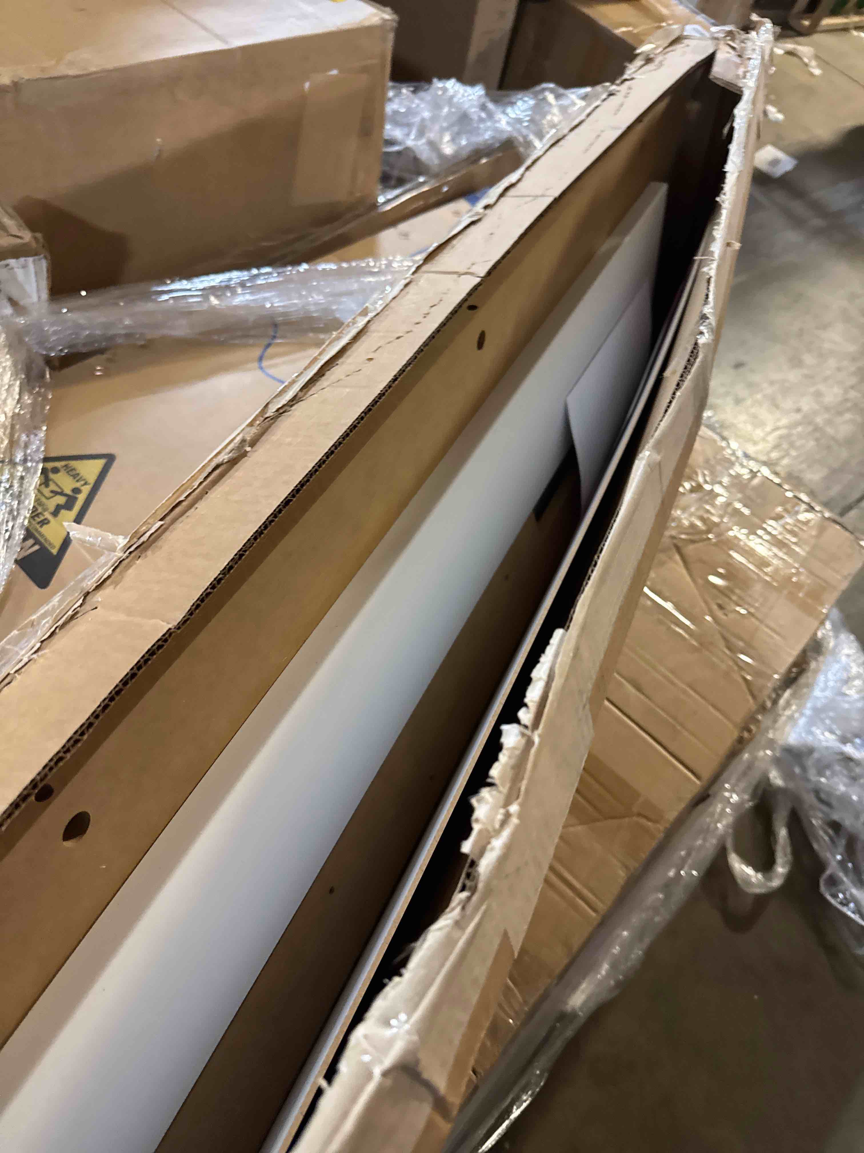 Condition photo showing Good Condition for prepac stylish flat wood panel headboard for queen size beds, simplistic wooden queen headboard 2.25" d x 64.5" w x 48" h, white, whfq-1301-1 white queen bed