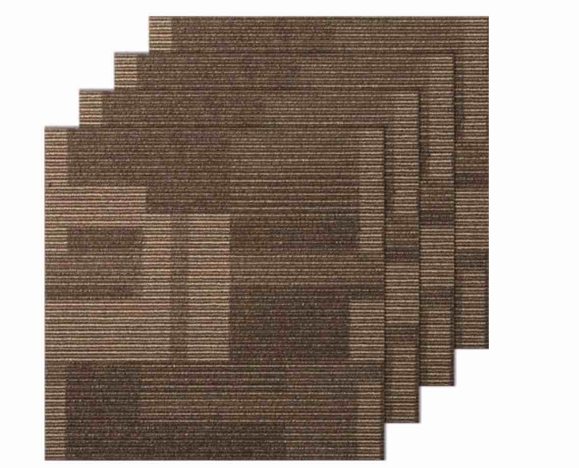 vevor carpet tiles reusable, 24"x 24"carpet squares with padding attached, soft padded carpet tiles, easy install diy for bedroom living room (24tiles, mixed brown)