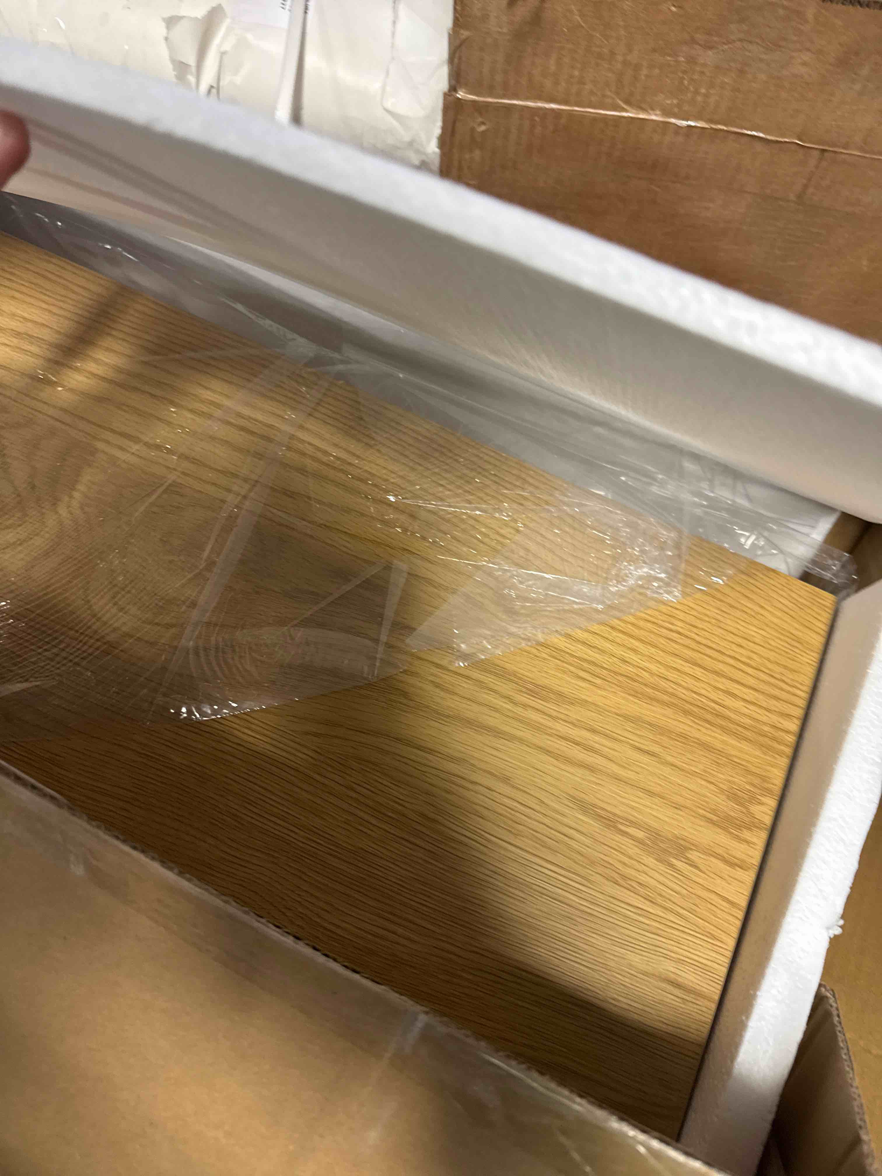 Condition photo showing New/Like New for fun memories 72 inch floating shelves, 12 inch deep wall shelf for fireplace mantel, deep storage shelves for home & office, long floating shelf with invisible bracket, oak , set of 2