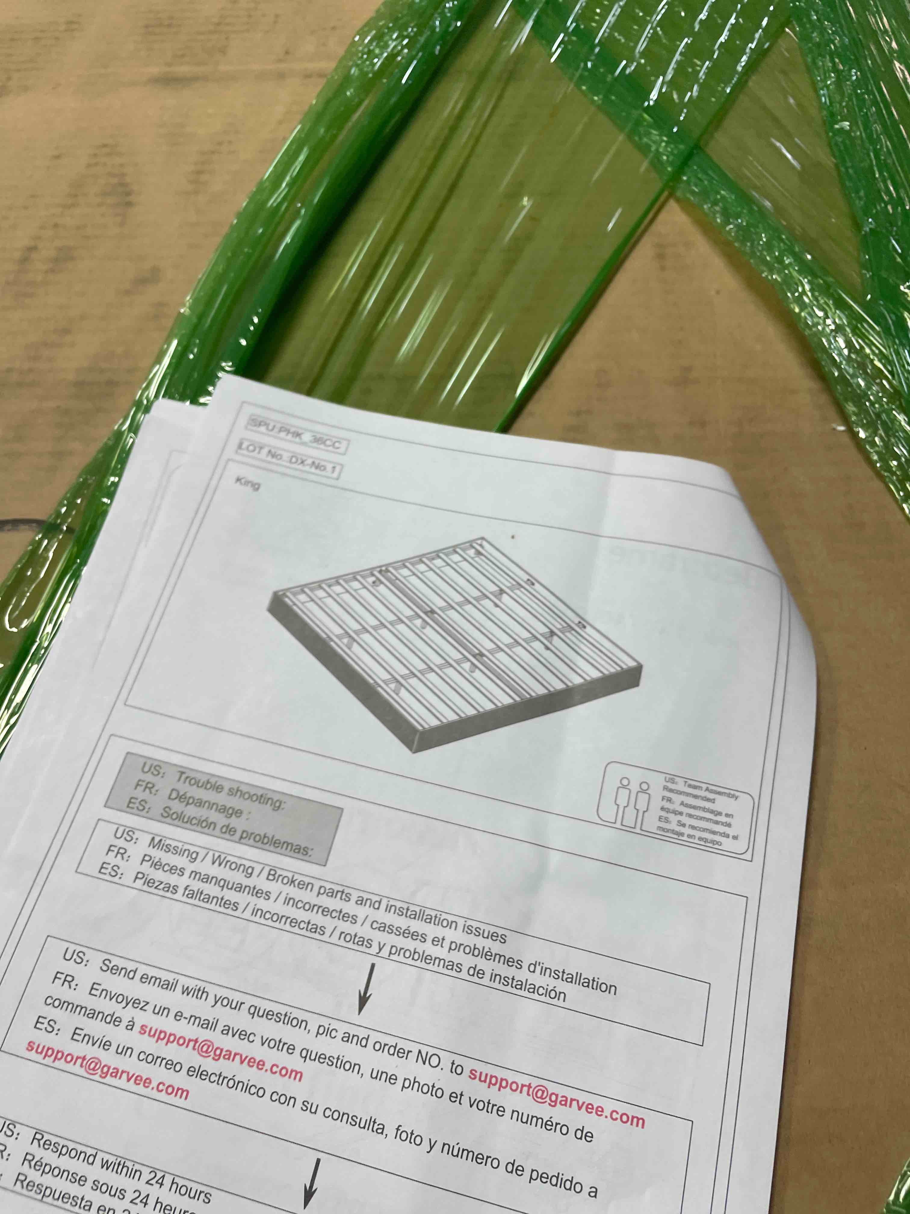 Condition photo showing New/Like New for garvee king bed frame wood platform bed fluted design low profile natural king size