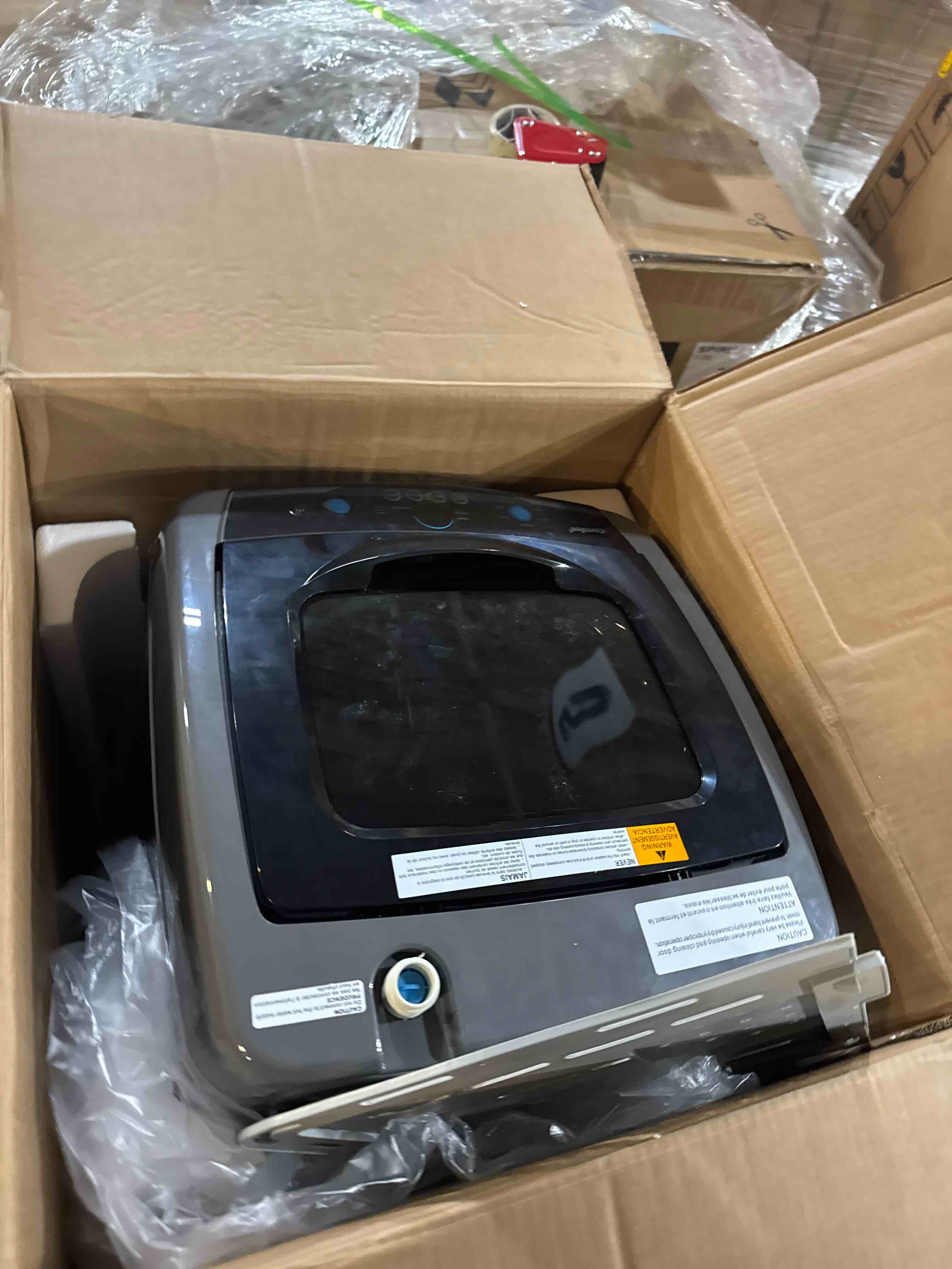 Condition photo showing Good Condition for comfee  portable washing machine  0.9 cu.ft compact washer with led display  5 wash cycles  2 built-in rollers  space saving full-automatic washer  ideal laundry for rv  dorm  apartment  magnetic gray