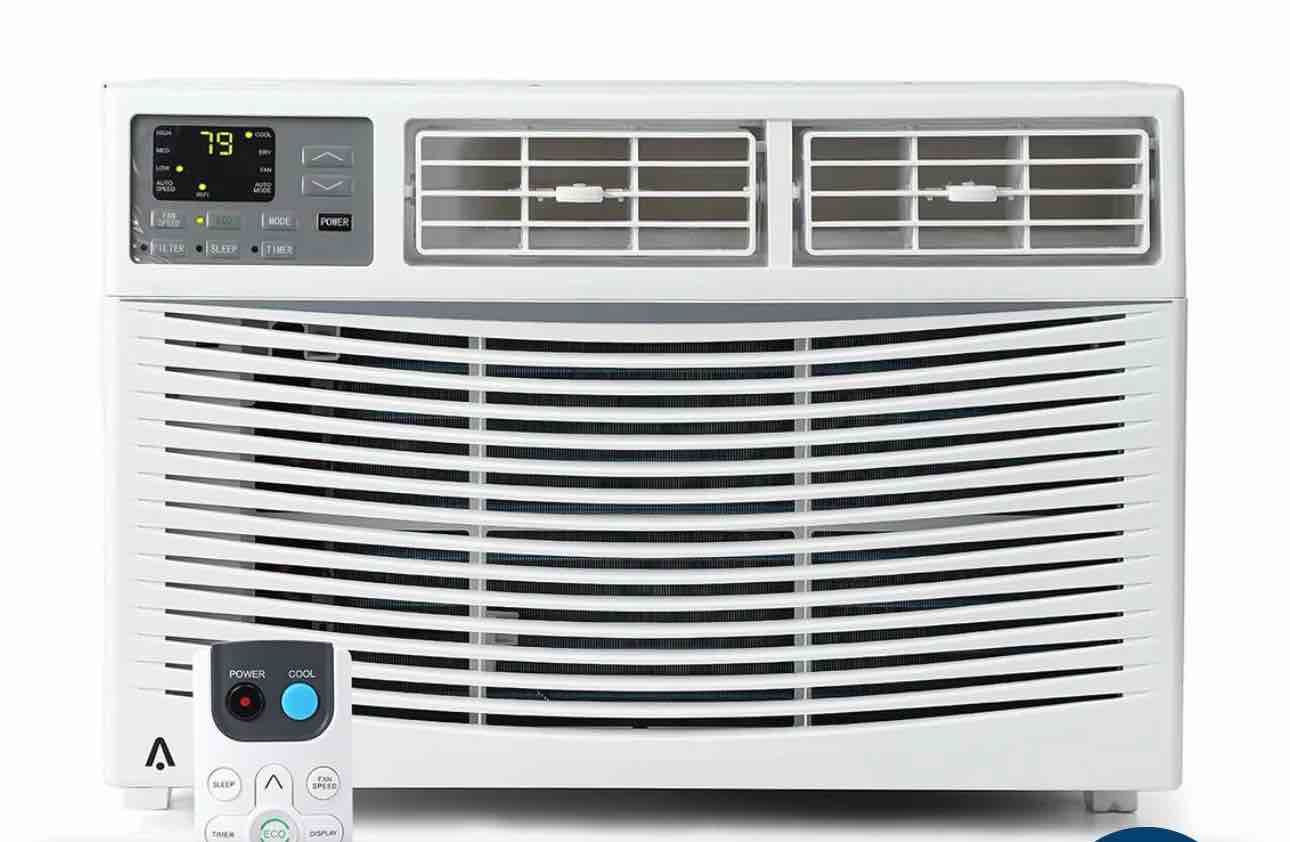 garvee 8000 btu window air conditioner u-shaped with rc, high-efficiency cooling small window air conditioner with remote control and washable filter, quiet operation, cooling up to 250 sq ft, 115v/60hz ( has a dent on corner shown in pictures)